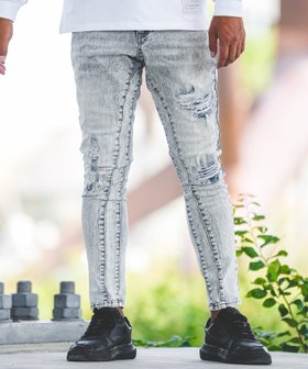 【アダムスジャグラー/adamsJUGGLER / MEN】のRetro Engine/I.W.D.R Denim L/PT 人気、トレンドファッション・服の通販 founy(ファニー) ファッション Fashion メンズファッション Fashion for Men シンプル Simple, Minimal ダメージ Distressed, Destroyed デニム Denim, Jeans Material パッチ Patch, Appliqué |ID:prp329100004962660