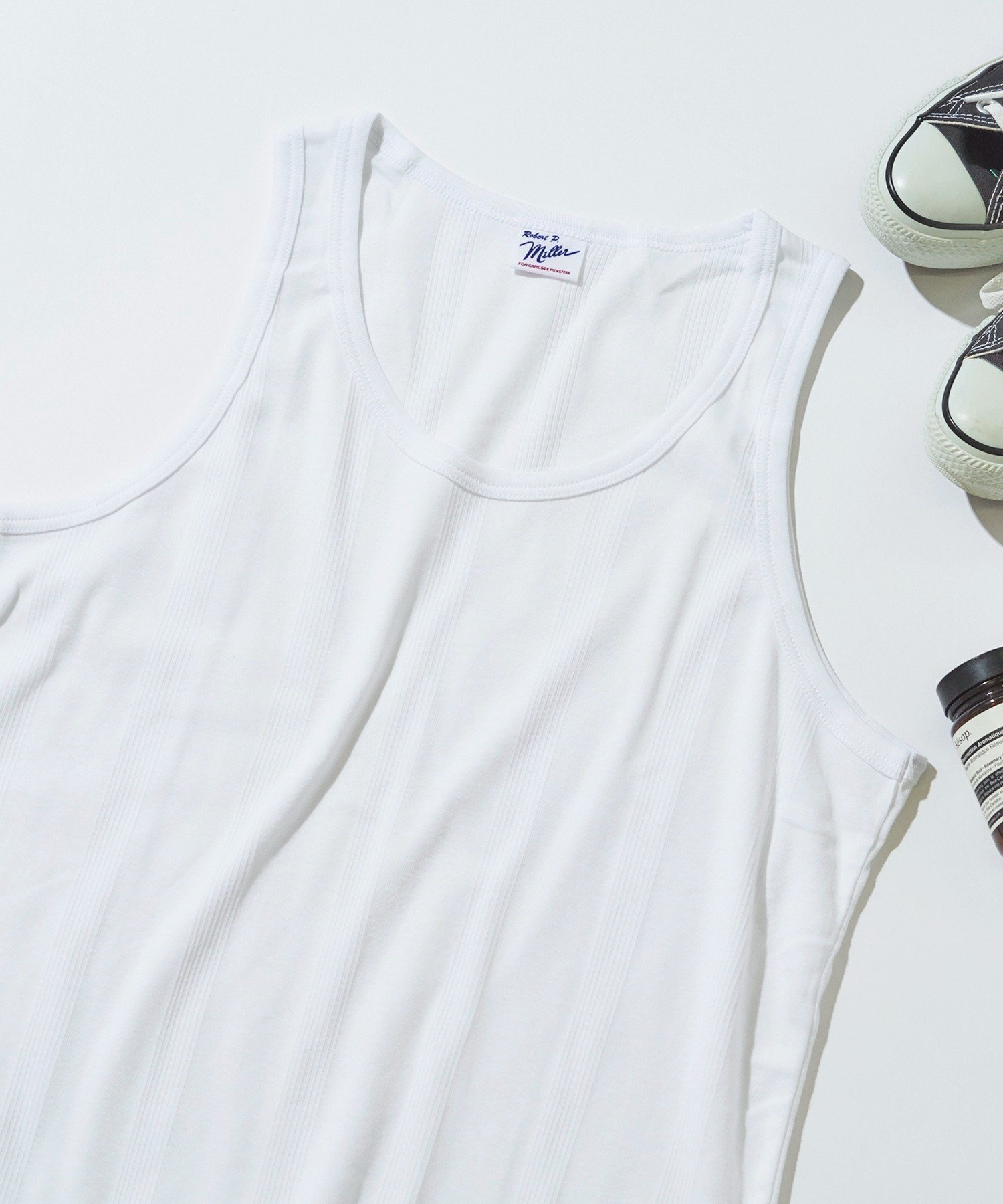 【セットアップセブン/SETUP7】のRobert P.Miller/パネルリブタンクトップ 140C インテリア・キッズ・メンズ・レディースファッション・服の通販 founy(ファニー) 　ファッション　Fashion　レディースファッション　Fashion for Women　厚底　Platform Shoes　カットソー　Cut and Sewn Top　シンプル　Simple, Minimal　スキニー　Skinny, Slim Fit　スニーカー　Sneakers, Trainers　スラックス　Slacks, Dress Pants　タンク　Tank Top, Sleeveless Top　デニム　Denim, Jeans Material　定番　Standard, Basic Item　フィット　Fit, Slim Fit　ワイド　Wide, Wide Fit　再入荷　Restock / Back in Stock　エレガント 上品　Elegant　WHT|ID: prp329100004962671 ipo3291000000037230124