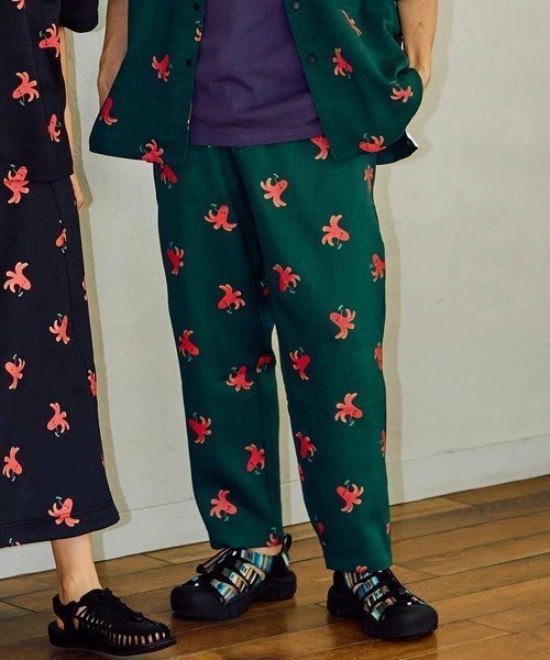 【ゴースローキャラバン/go slow caravan / MEN】のブッチャー総柄プリントイージーアンクルパンツ (WOMENS/MENS) インテリア・キッズ・メンズ・レディースファッション・服の通販 founy(ファニー) 　ファッション　Fashion　メンズファッション　Fashion for Men　ボトムス　Bottoms　おすすめ　Recommended / Our Picks　セットアップ　Set-Up, Coordinated Outfit　今季　This Season, Current Season　夏　Summer　フォレストグリーン|ID: prp329100004962709 ipo3291000000037230325