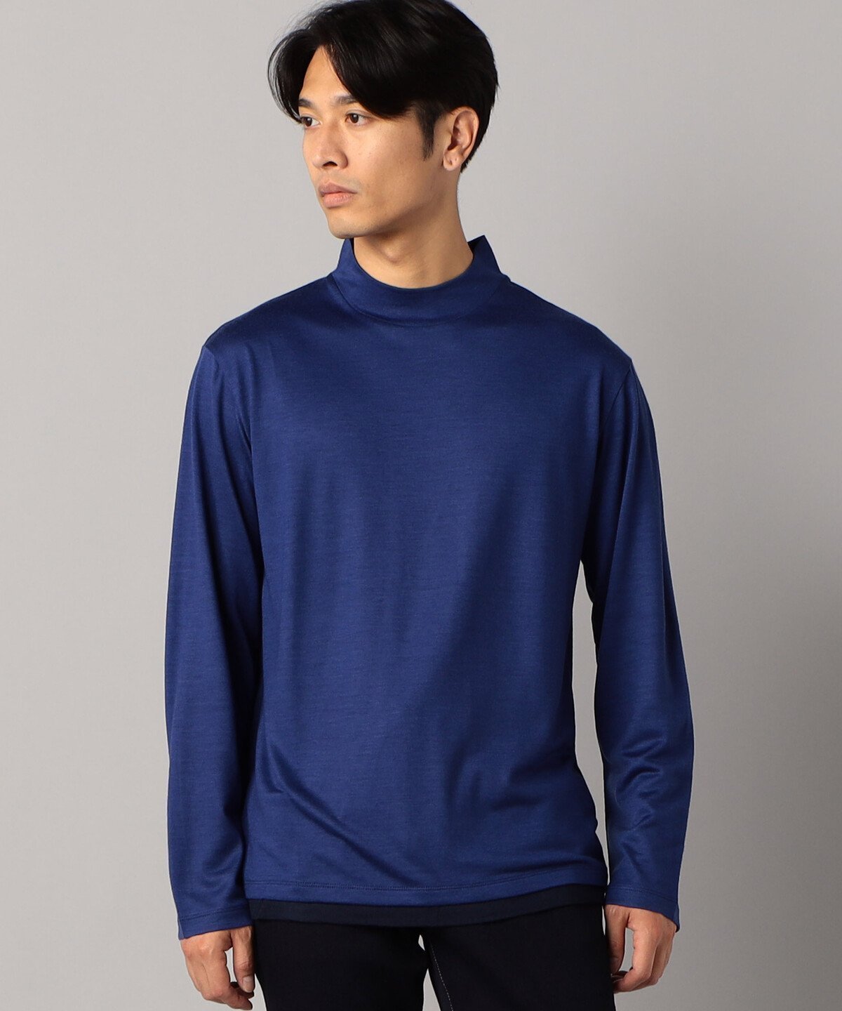 【コムサ メン/COMME CA / MEN】の【COMME CA MEN】ウール天竺 モックネック長袖Tシャツ インテリア・キッズ・メンズ・レディースファッション・服の通販 founy(ファニー) 　ファッション　Fashion　メンズファッション　Fashion for Men　コンパクト　Compact, Small Size　サークル　Circle, Round Design　シンプル　Simple, Minimal　ストレッチ　Stretch, Stretchy Fabric　ハイネック　High Neck, Mock Neck　ビジネス 仕事 通勤　Business / Work / Commuting　モックネック　Mock Neck, Short Turtleneck　長袖　Long Sleeve, Full Sleeve　ブルー|ID: prp329100004962736 ipo3291000000037230437