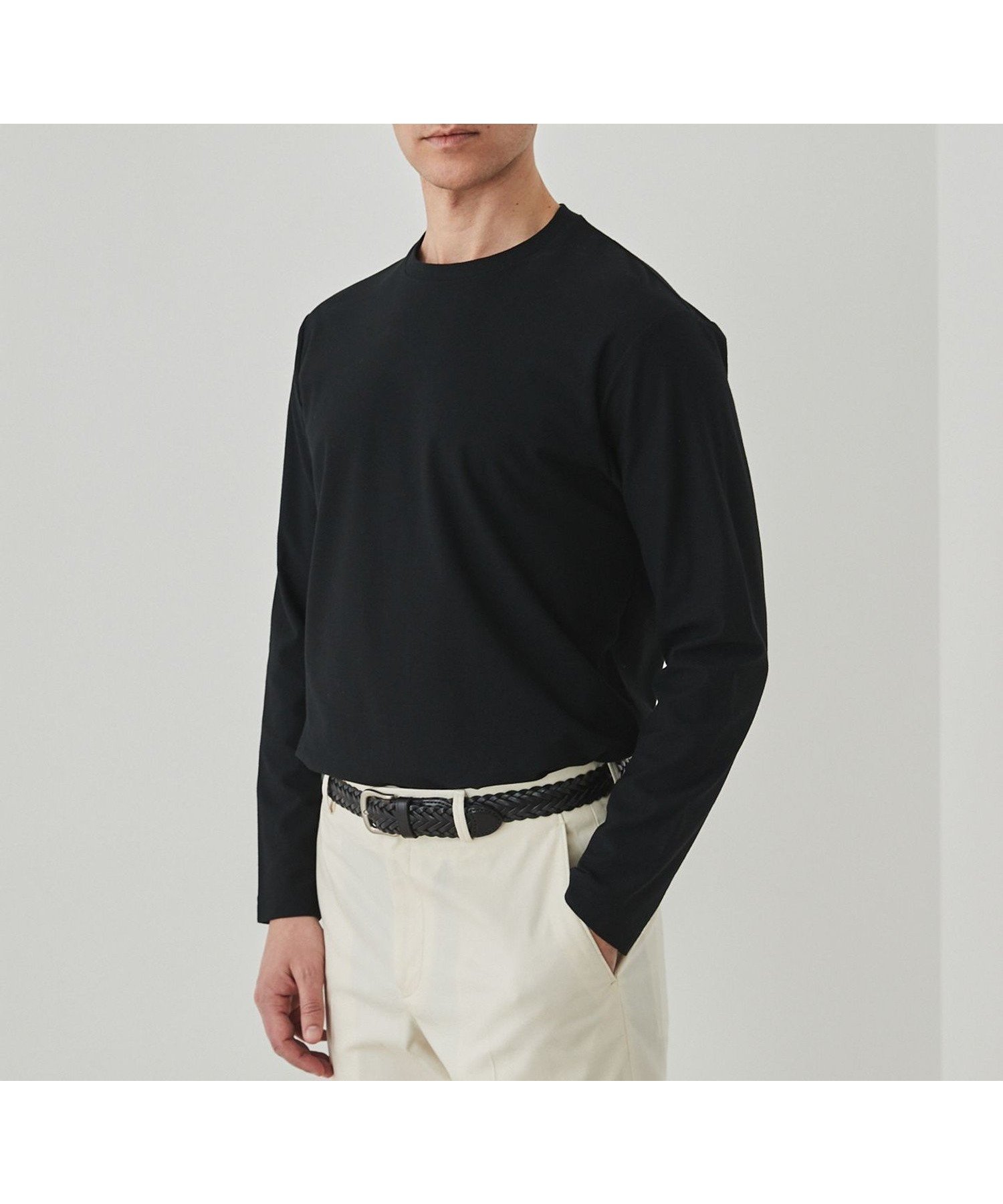 【五大陸/gotairiku / MEN】のジャケットのインナーに最適【WEB 一部店舗限定】キレイ目 鹿の子 ビズ長袖Tシャツ インテリア・キッズ・メンズ・レディースファッション・服の通販 founy(ファニー) 　ファッション　Fashion　メンズファッション　Fashion for Men　イタリア　Italy　インナー　Innerwear　春　Spring　洗える　Machine Washable　秋　Autumn　吸水　Absorbent, Quick-Dry　鹿の子　Piqué, Kanoko Fabric　シェイプ　Shape, Slim Fit　ジャケット　Jacket, Outerwear　ストレッチ　Stretch, Stretchy Fabric　ドレス　Dress, One-Piece　台形　A-Line, Trapezoid Shape　長袖　Long Sleeve, Full Sleeve　パターン　Pattern, Design Print　フィット　Fit, Slim Fit　ボトム　Bottoms, Lower Wear　半袖　Short Sleeve, Half Sleeve　ヨーク　Yoke, Yoke Design　A/W・秋冬　Autumn/Winter　S/S・春夏　SS, Spring/Summer, Warm Season　日本製　Made In Japan　夏　Summer　エレガント 上品　Elegant　ビジネス 仕事 通勤　Business / Work / Commuting　ブラック系[005]|ID: prp329100004962771 ipo3291000000037230605