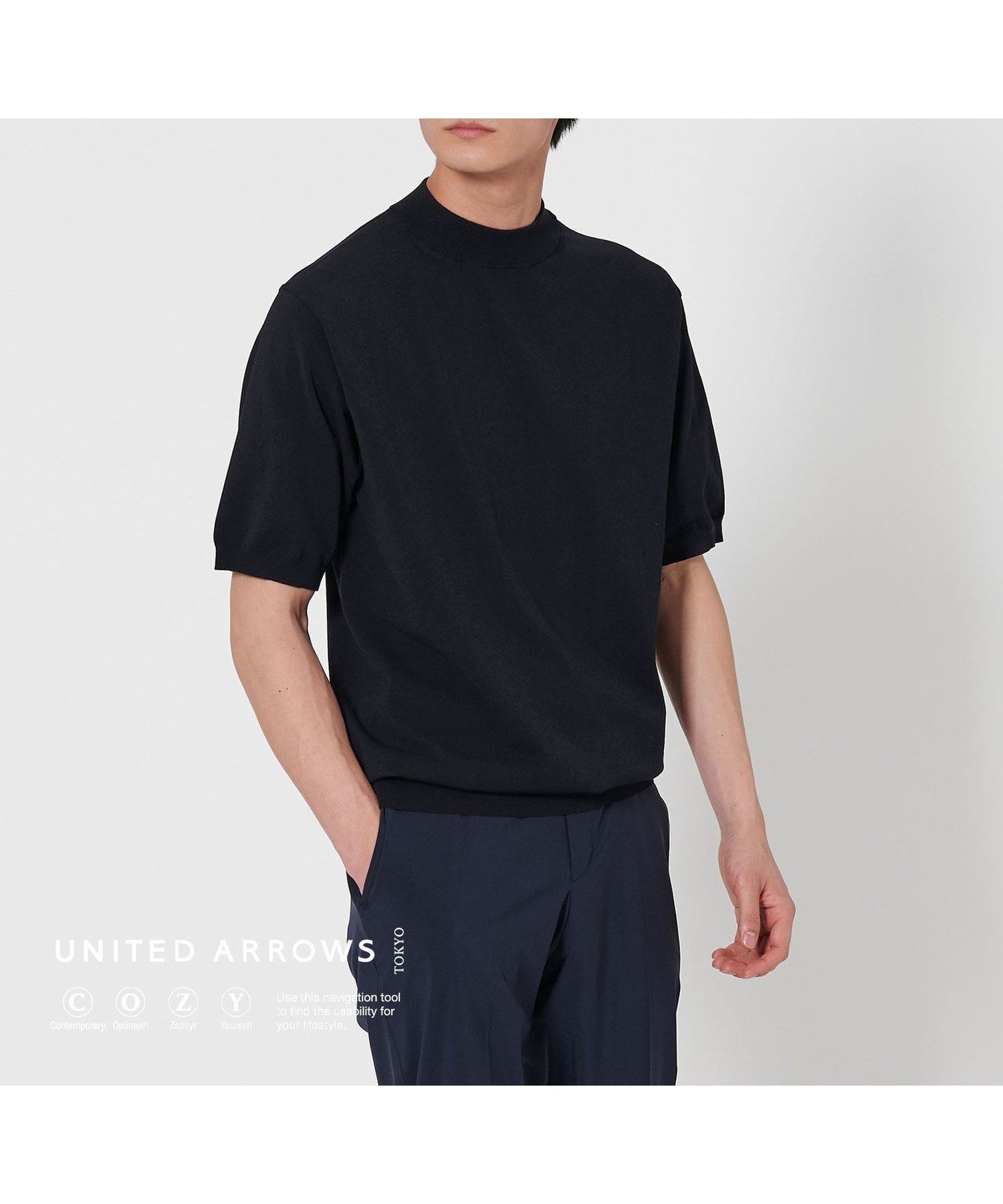 【ユナイテッドアローズ/UNITED ARROWS / MEN】のショートスリーブ モックネックニット UA COZY ーウォッシャブル・抗菌防臭ー インテリア・キッズ・メンズ・レディースファッション・服の通販 founy(ファニー) 　ファッション　Fashion　メンズファッション　Fashion for Men　インナー　Innerwear　クラシカル　Classical, Vintage-Inspired　抗菌　Antibacterial, Bacteria-Resistant　ショート　Short, Short Length　ジャケット　Jacket, Outerwear　スタンダード　Standard, Basic　ストレッチ　Stretch, Stretchy Fabric　スリーブ　Sleeve, Long Sleeve / Short Sleeve　セットアップ　Set-Up, Coordinated Outfit　半袖　Short Sleeve, Half Sleeve　リネン　Linen, Linen Fabric　リラックス　Relax, Relaxed Fit　アウトレット　Outlet / Clearance　エレガント 上品　Elegant　ビジネス 仕事 通勤　Business / Work / Commuting　NAVY|ID: prp329100004962776 ipo3291000000037230627