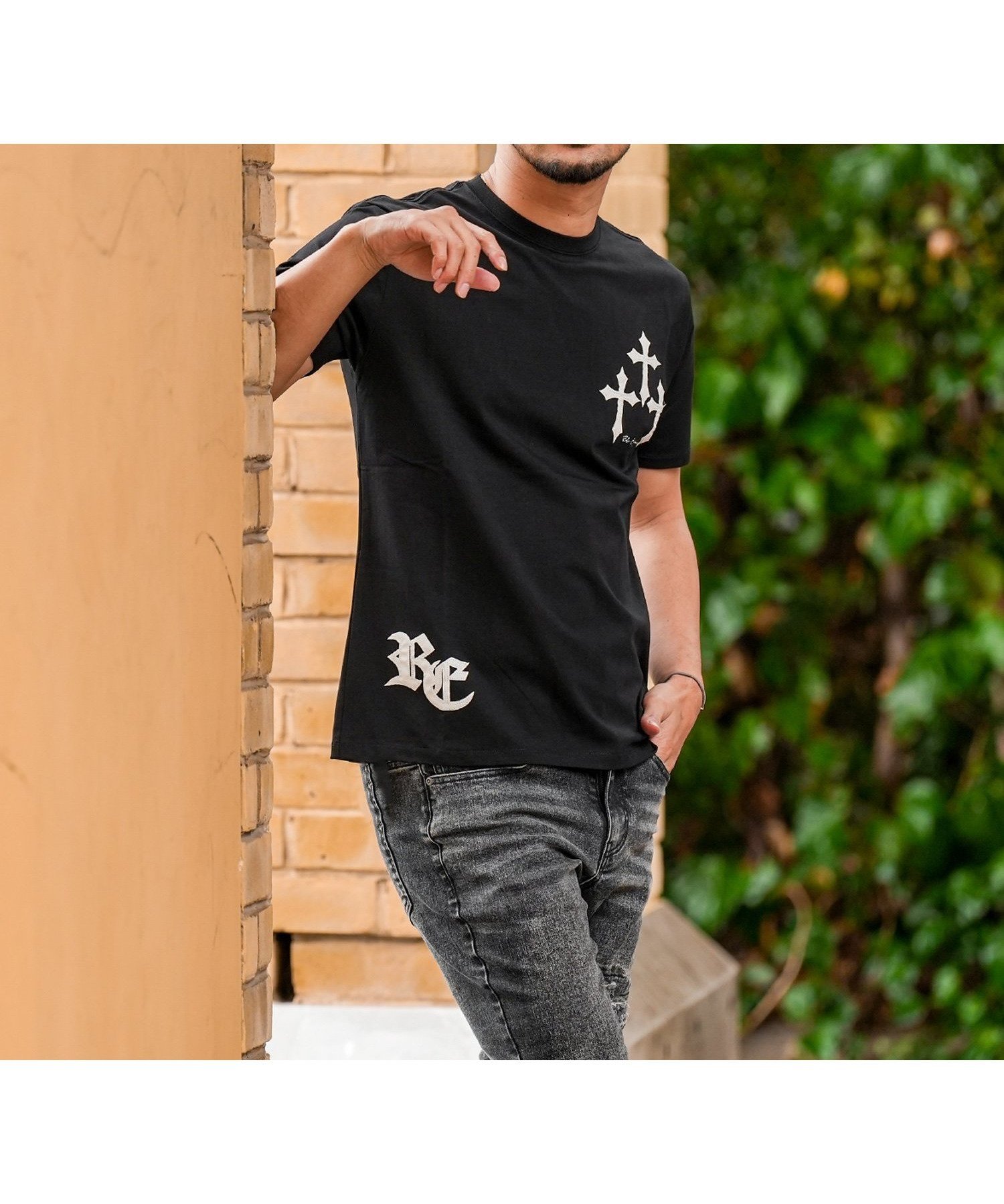 【アダムスジャグラー/adamsJUGGLER / MEN】のRTEG Cross Patch TEE インテリア・キッズ・メンズ・レディースファッション・服の通販 founy(ファニー) 　ファッション　Fashion　メンズファッション　Fashion for Men　スウェット / スエット　Sweatshirt, Sweatwear　デニム　Denim, Jeans Material　バランス　Balance, Style Balance　BLACK|ID: prp329100004962779 ipo3291000000037230638