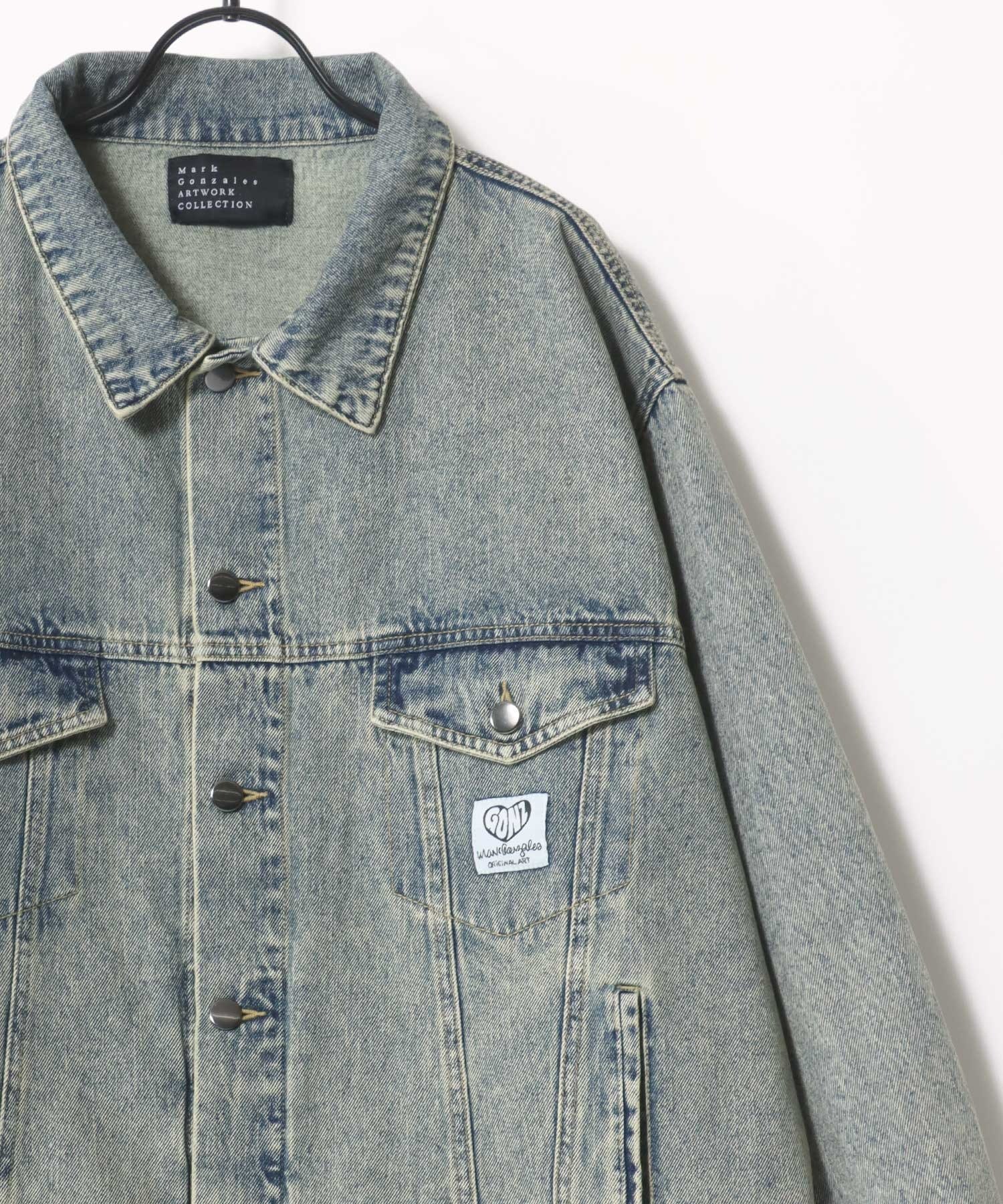 【ラザル/LAZAR / MEN】のマークゴンザレス 別注 オーバーサイズ デニムジャケット Gジャン ブルゾン レディース メンズ ユニセックス 人気、トレンドファッション・服の通販 founy(ファニー) 　ファッション　Fashion　メンズファッション　Fashion for Men　カーゴパンツ　Cargo Pants, Utility Pants　カーディガン　Cardigan, Knitwear　キャップ　Cap, Baseball Cap　キャラクター　Character, Licensed Characters　キルティング　Quilted, Quilting　ショート　Short, Short Length　ジャケット　Jacket, Outerwear　ストライプ　Stripe, Striped Pattern　スニーカー　Sneakers, Trainers　スポーツ　Sports, Activewear　スラックス　Slacks, Dress Pants　セットアップ　Set-Up, Coordinated Outfit　センター　Center, Center Line　セーター　Sweater, Knitwear　ダウン　Down, Puffer　デニム　Denim, Jeans Material　トレンド　Trend, Trending Now　定番　Standard, Basic Item　人気　Popular, Best Seller　パーカー　Hoodie, Parka　ビッグ　Big, Oversized　フレア　Flare, Flared　フロント　Front, Front Design　ブルゾン　Blouson, Bomber Jacket　ベスト　Vest, Waistcoat　ベーシック　Basic, Essential　別注　Limited Edition, Custom Order　ミリタリー　Military, Army Style　 other-1|ID: prp329100004962791 ipo3291000000037230694