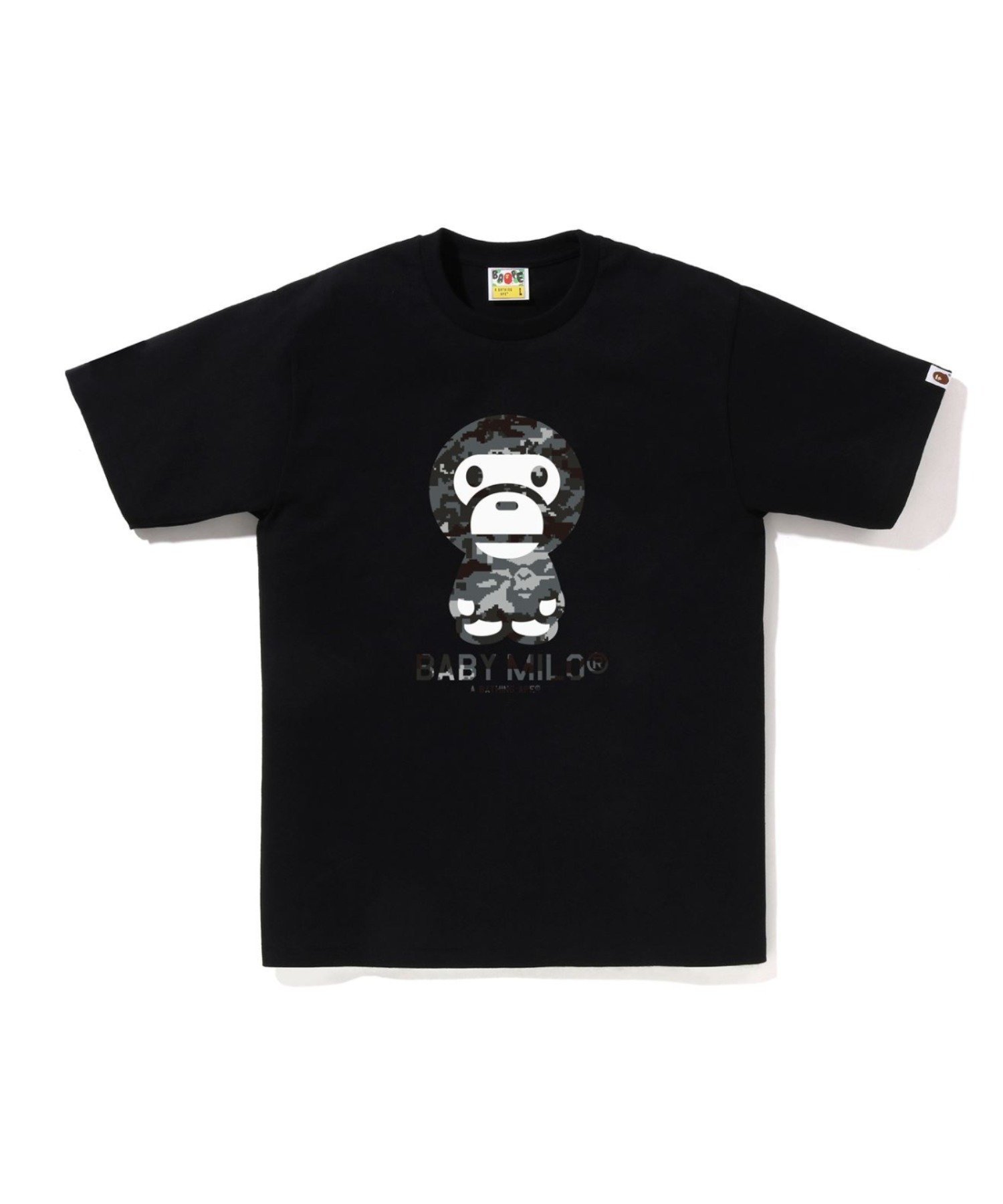 【アベイシングエイプ/A BATHING APE / MEN】のMULTI PIXEL CAMO BABY MILO TEE インテリア・キッズ・メンズ・レディースファッション・服の通販 founy(ファニー) 　ファッション　Fashion　メンズファッション　Fashion for Men　インナー　Innerwear　ショート　Short, Short Length　スリーブ　Sleeve, Long Sleeve / Short Sleeve　フロント　Front, Front Design　プリント　Print, Printed Pattern　モチーフ　Motif, Design Theme　ラバー　Rubber, Rubber Sole　BK×BK|ID: prp329100004962801 ipo3291000000037230734