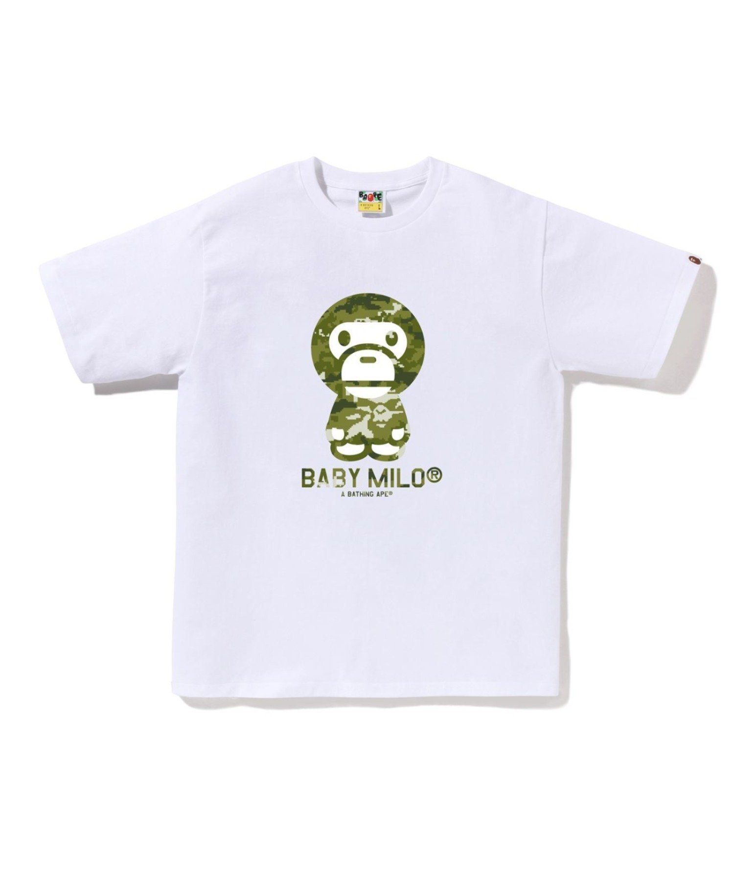 【アベイシングエイプ/A BATHING APE / MEN】のMULTI PIXEL CAMO BABY MILO TEE インテリア・キッズ・メンズ・レディースファッション・服の通販 founy(ファニー) 　ファッション　Fashion　メンズファッション　Fashion for Men　インナー　Innerwear　ショート　Short, Short Length　スリーブ　Sleeve, Long Sleeve / Short Sleeve　フロント　Front, Front Design　プリント　Print, Printed Pattern　モチーフ　Motif, Design Theme　ラバー　Rubber, Rubber Sole　WH×GR|ID: prp329100004962801 ipo3291000000037230735