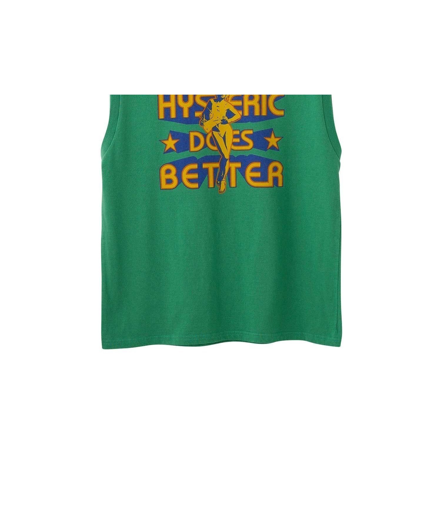 【ヒステリックグラマー/HYSTERIC GLAMOUR / MEN】のHYSTERIC DOES BETTER ノースリーブTシャツ インテリア・キッズ・メンズ・レディースファッション・服の通販 founy(ファニー) 　ファッション　Fashion　メンズファッション　Fashion for Men　インナー　Innerwear　グラフィック　Graphic, Graphic Design　ノースリーブ　Sleeveless, No-Sleeve　グリーン|ID: prp329100004962803 ipo3291000000037230741