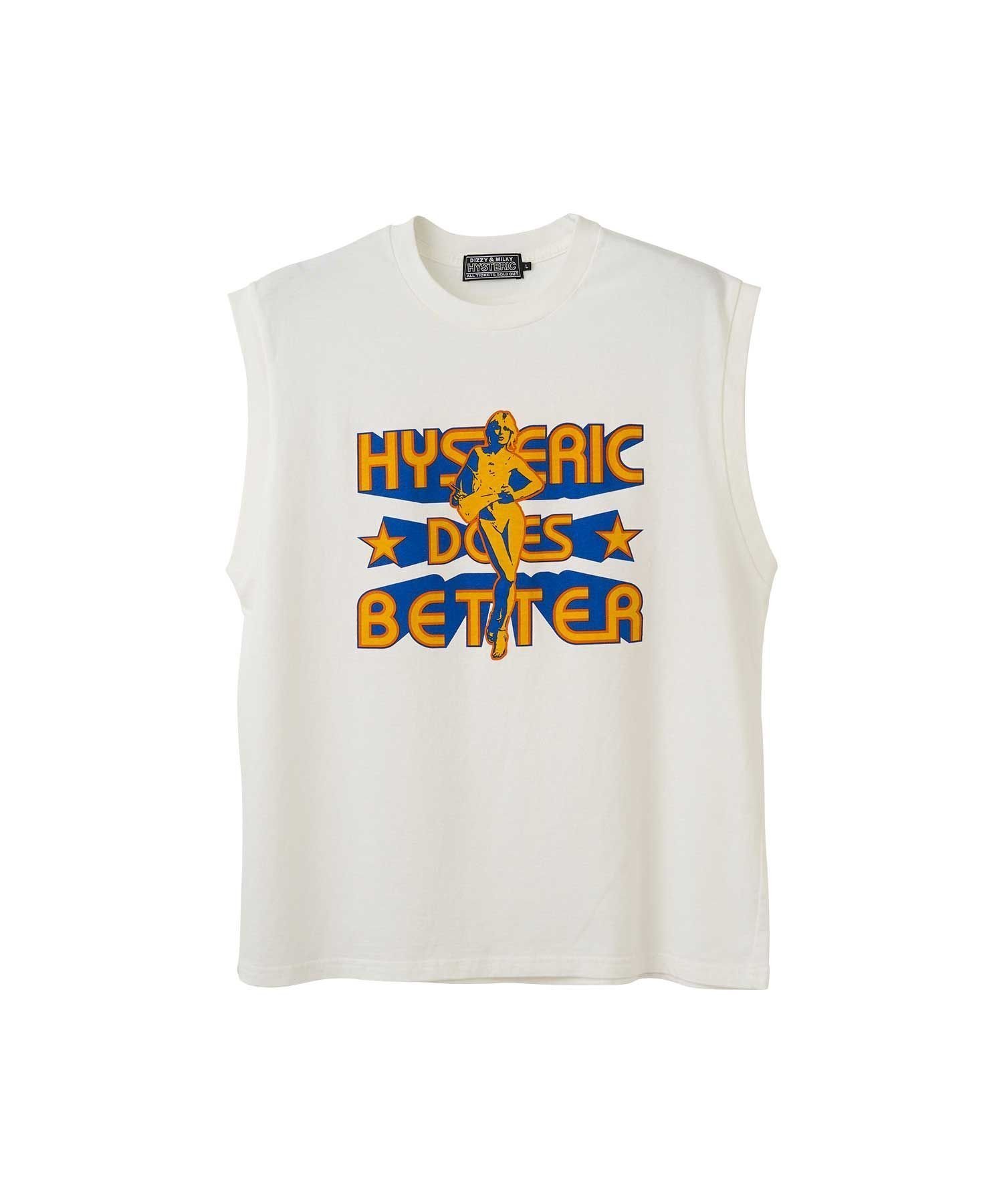 【ヒステリックグラマー/HYSTERIC GLAMOUR / MEN】のHYSTERIC DOES BETTER ノースリーブTシャツ インテリア・キッズ・メンズ・レディースファッション・服の通販 founy(ファニー) 　ファッション　Fashion　メンズファッション　Fashion for Men　インナー　Innerwear　グラフィック　Graphic, Graphic Design　ノースリーブ　Sleeveless, No-Sleeve　白|ID: prp329100004962803 ipo3291000000037230742