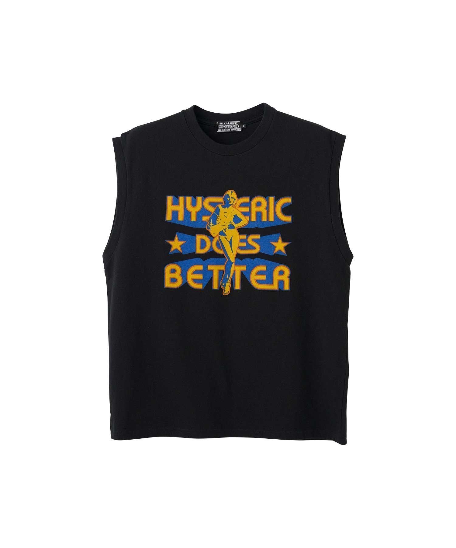 【ヒステリックグラマー/HYSTERIC GLAMOUR / MEN】のHYSTERIC DOES BETTER ノースリーブTシャツ インテリア・キッズ・メンズ・レディースファッション・服の通販 founy(ファニー) 　ファッション　Fashion　メンズファッション　Fashion for Men　インナー　Innerwear　グラフィック　Graphic, Graphic Design　ノースリーブ　Sleeveless, No-Sleeve　ブラック|ID: prp329100004962803 ipo3291000000037230743