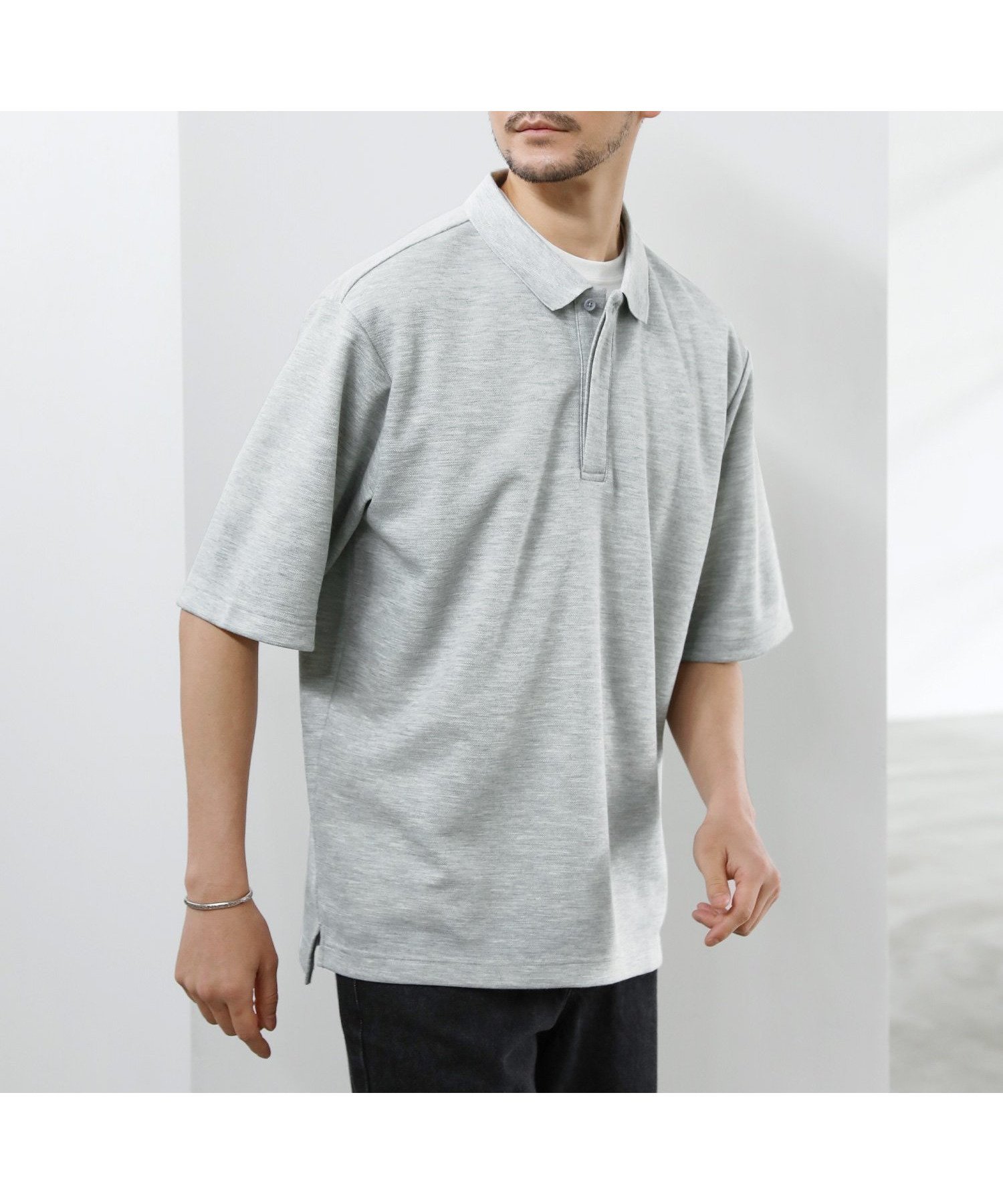 【ザ カジュアル/THE CASUAL / MEN】の抗菌防臭&接触冷感ダブルフェイス半袖鹿の子ポロシャツ インテリア・キッズ・メンズ・レディースファッション・服の通販 founy(ファニー) 　ファッション　Fashion　メンズファッション　Fashion for Men　インナー　Innerwear　抗菌　Antibacterial, Bacteria-Resistant　鹿の子　Piqué, Kanoko Fabric　スキッパー　Skipper, Open Collar　ダブル　Double, Double-Breasted　ビッグ　Big, Oversized　フェイス　Face, Facial Design　ポロシャツ　Polo Shirt, Collared Tee　半袖　Short Sleeve, Half Sleeve　リラックス　Relax, Relaxed Fit　ルーズ　Loose, Oversized　ワイド　Wide, Wide Fit　エレガント 上品　Elegant　グレー|ID: prp329100004962835 ipo3291000000037230866