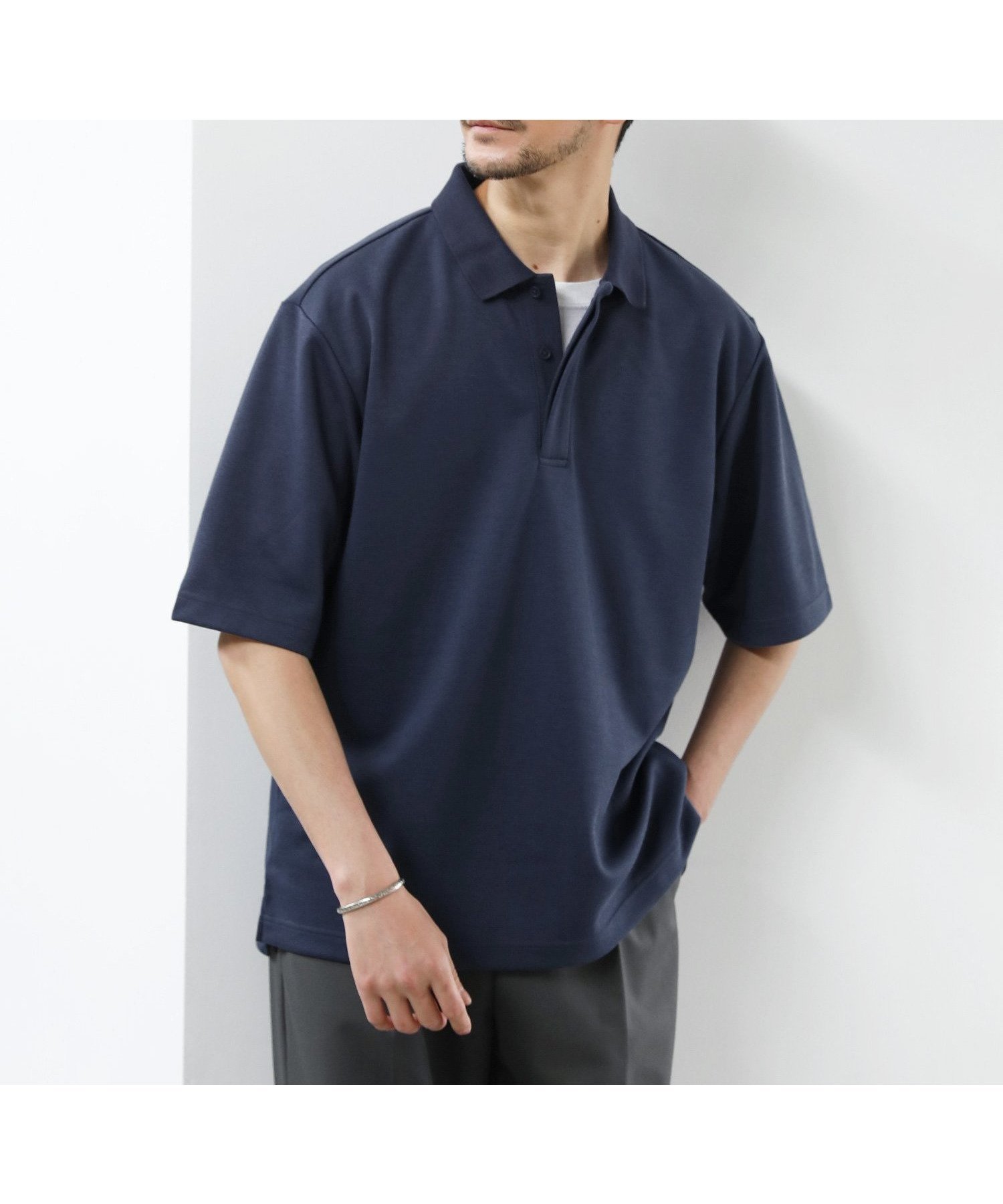 【ザ カジュアル/THE CASUAL / MEN】の抗菌防臭&接触冷感ダブルフェイス半袖鹿の子ポロシャツ インテリア・キッズ・メンズ・レディースファッション・服の通販 founy(ファニー) 　ファッション　Fashion　メンズファッション　Fashion for Men　インナー　Innerwear　抗菌　Antibacterial, Bacteria-Resistant　鹿の子　Piqué, Kanoko Fabric　スキッパー　Skipper, Open Collar　ダブル　Double, Double-Breasted　ビッグ　Big, Oversized　フェイス　Face, Facial Design　ポロシャツ　Polo Shirt, Collared Tee　半袖　Short Sleeve, Half Sleeve　リラックス　Relax, Relaxed Fit　ルーズ　Loose, Oversized　ワイド　Wide, Wide Fit　エレガント 上品　Elegant　ネイビー|ID: prp329100004962835 ipo3291000000037230867