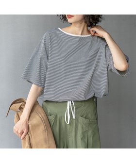 【ニコアンド/niko and】のサラットドロストワイドTシャツ 大人の最旬トレンドファッション＆コーディネート founy(ファウニー) ファッション Fashion レディースファッション Fashion for Women トップス・カットソー Cut & Sew Tops シャツ・ブラウス・オフィスカジュアル Elegant Blouses & Button-Ups ロングTシャツ・Tシャツ Longline T-Shirts & Tees おすすめ Recommended / Our Picks シンプル Simple, Minimal フォルム Silhouette, Form ベーシック Basic, Essential ボトム Bottoms, Lower Wear ボーダー Border, Stripe ワイド Wide, Wide Fit 夏 Summer 春 Spring S/S・春夏 SS, Spring/Summer, Warm Season 無地 Plain, Solid Color |ID:prp329100004962911