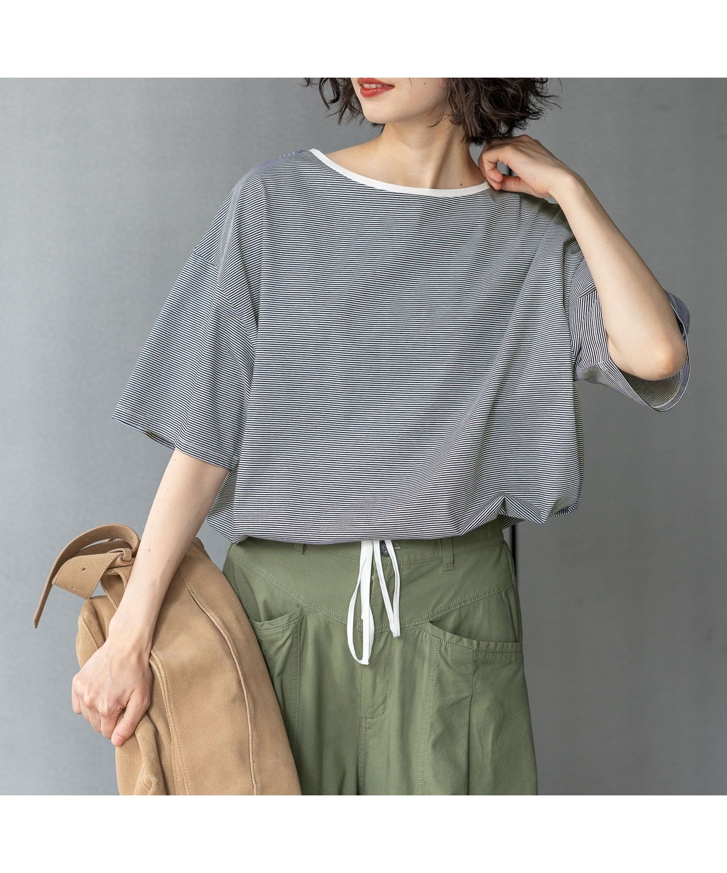 【ニコアンド/niko and】のサラットドロストワイドTシャツ インテリア・キッズ・メンズ・レディースファッション・服の通販 founy(ファニー) 　ファッション　Fashion　レディースファッション　Fashion for Women　トップス・カットソー　Cut & Sew Tops　シャツ・ブラウス・オフィスカジュアル　Elegant Blouses & Button-Ups　ロングTシャツ・Tシャツ　Longline T-Shirts & Tees　おすすめ　Recommended / Our Picks　シンプル　Simple, Minimal　フォルム　Silhouette, Form　ベーシック　Basic, Essential　ボトム　Bottoms, Lower Wear　ボーダー　Border, Stripe　ワイド　Wide, Wide Fit　夏　Summer　春　Spring　S/S・春夏　SS, Spring/Summer, Warm Season　無地　Plain, Solid Color　モノトーンボーダー|ID: prp329100004962911 ipo3291000000037231269