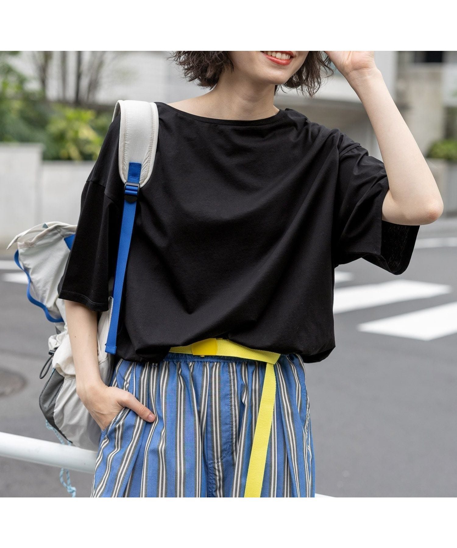 【ニコアンド/niko and】のサラットドロストワイドTシャツ インテリア・キッズ・メンズ・レディースファッション・服の通販 founy(ファニー) 　ファッション　Fashion　レディースファッション　Fashion for Women　トップス・カットソー　Cut & Sew Tops　シャツ・ブラウス・オフィスカジュアル　Elegant Blouses & Button-Ups　ロングTシャツ・Tシャツ　Longline T-Shirts & Tees　おすすめ　Recommended / Our Picks　シンプル　Simple, Minimal　フォルム　Silhouette, Form　ベーシック　Basic, Essential　ボトム　Bottoms, Lower Wear　ボーダー　Border, Stripe　ワイド　Wide, Wide Fit　夏　Summer　春　Spring　S/S・春夏　SS, Spring/Summer, Warm Season　無地　Plain, Solid Color　ブラック|ID: prp329100004962911 ipo3291000000037231271