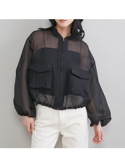 【ミラオーウェン/Mila Owen】の裾ドロストシアー短丈ブルゾン インテリア・キッズ・メンズ・レディースファッション・服の通販 founy(ファニー) 　雑誌掲載アイテム　Magazine Picks & Fashion Features　ファッション雑誌　Fashion Magazines　ストーリィ　STORY　ファッション　Fashion　レディースファッション　Fashion for Women　アウター　Coat / Outerwear Collection　ブルゾンジャケット・スポーティアウター　Blouson Jackets　ウォッシャブル　Machine Washable　春　Spring　5月号　May Issue　ギャザー　Gathered, Ruffled　シアー　Sheer, See-Through　スマート　Smart, Elegant　雑誌　Magazine, Fashion Magazine　フェミニン　Feminine, Girly　ブルゾン　Blouson, Bomber Jacket　夏　Summer　エレガント 上品　Elegant　BLK[009]|ID: prp329100004962918 ipo3291000000037231309