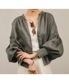 【サロン アダム エ ロペ/SALON adam et rope'】のリネンスキッパーギャザーブラウス / GENTLE LINEN グレー(07)|ID:prp329100004962923