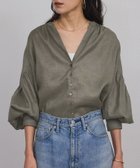 【サロン アダム エ ロペ/SALON adam et rope'】のリネンスキッパーギャザーブラウス / GENTLE LINEN グレー系(09)|ID:prp329100004962923