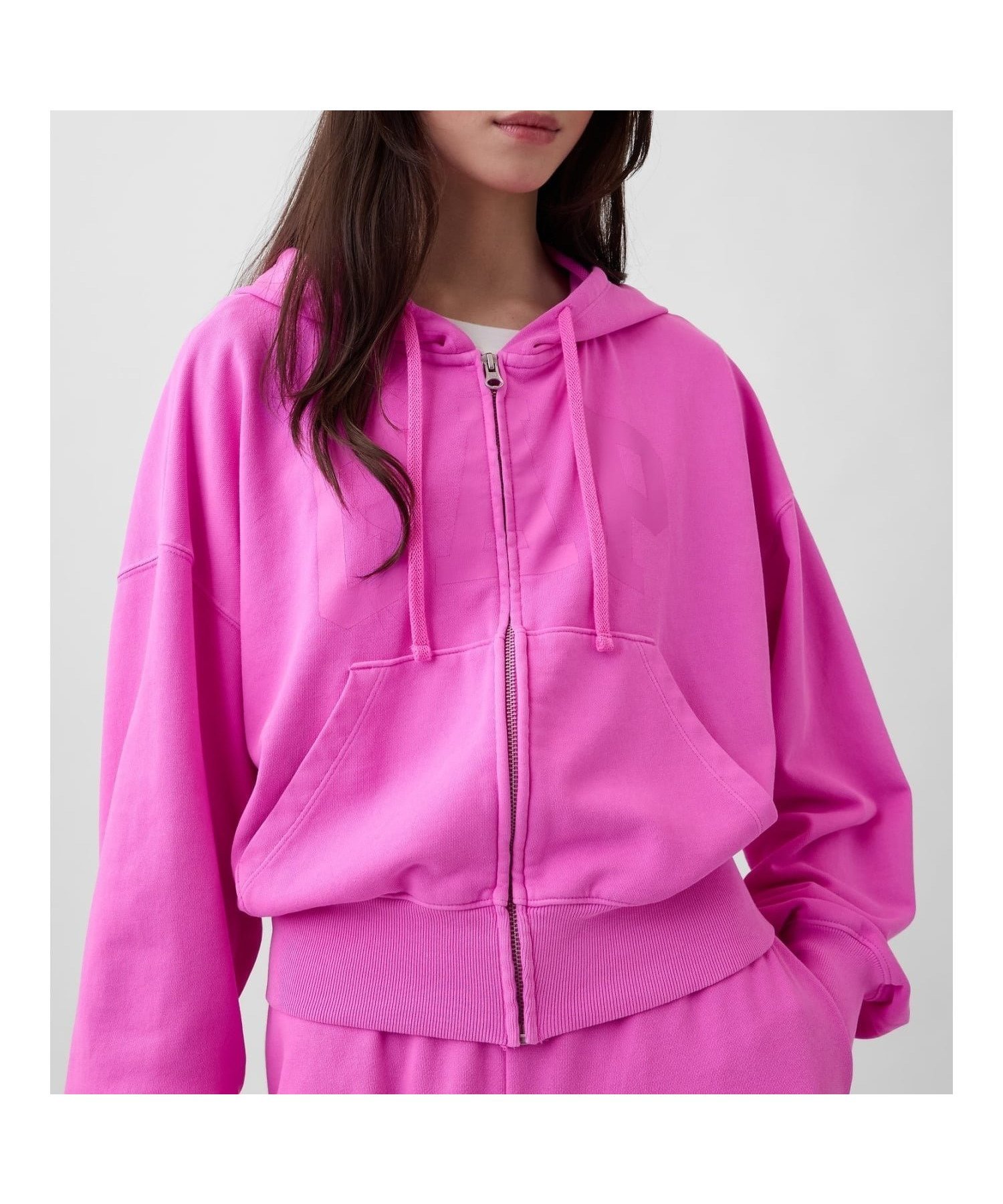 【ギャップ/GAP】のオーバーサイズ GAPロゴ フレンチテリー ジップアップパーカー インテリア・キッズ・メンズ・レディースファッション・服の通販 founy(ファニー) 　ファッション　Fashion　レディースファッション　Fashion for Women　トップス・カットソー　Cut & Sew Tops　レディースパーカー・カジュアルフーディー　Casual Hoodies & Sweatshirts　フレンチ　French, French Style　NEON_PINK_GLOW|ID: prp329100004962925 ipo3291000000037231356