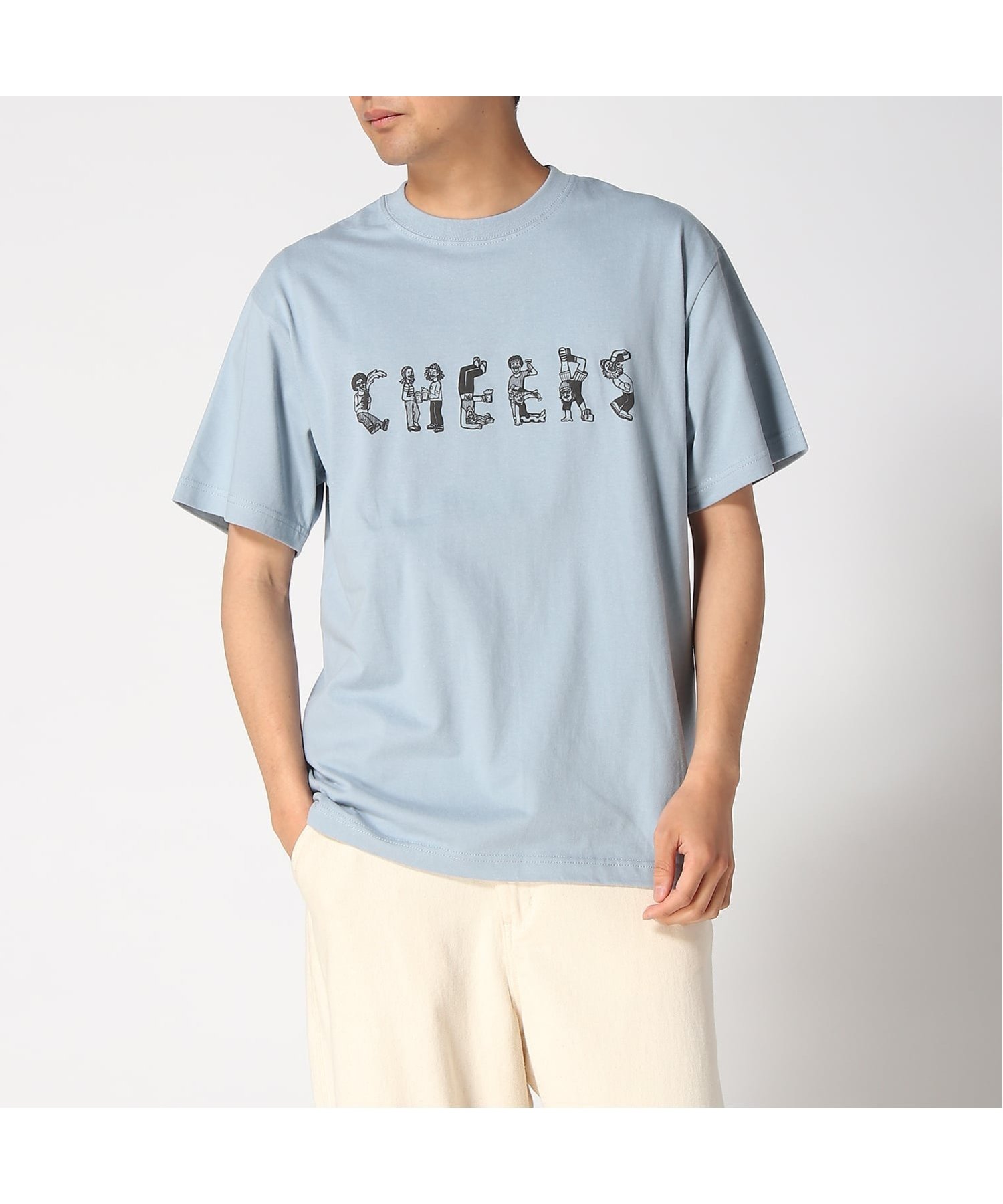 【ジムマスター/gym master / MEN】のgym master/5.6oz CHEERS Tee インテリア・キッズ・メンズ・レディースファッション・服の通販 founy(ファニー) 　ファッション　Fashion　メンズファッション　Fashion for Men　イエロー　Yellow　ショート　Short, Short Length　スリーブ　Sleeve, Long Sleeve / Short Sleeve　リラックス　Relax, Relaxed Fit　ライトブルー|ID: prp329100004962941 ipo3291000000037231446