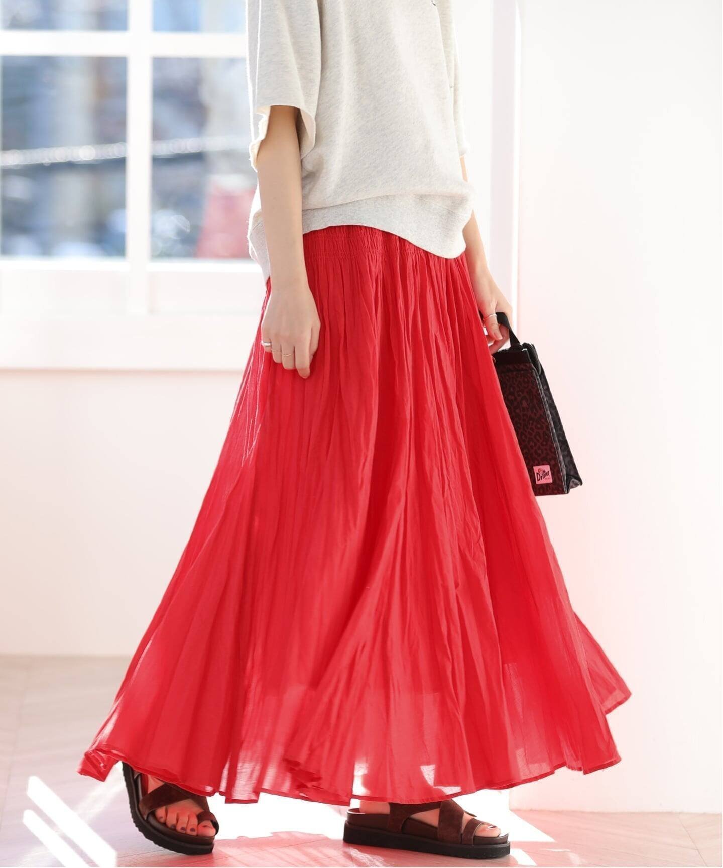 【ジャーナルスタンダード レリューム/JOURNAL STANDARD relume】のコットンボイルクリンクルマーメイドスカート インテリア・キッズ・メンズ・レディースファッション・服の通販 founy(ファニー) 　ファッション　Fashion　レディースファッション　Fashion for Women　スカート　Skirts　春　Spring　ドット　Polka Dot, Dot Pattern　マーメイド　Mermaid, Fishtail Silhouette　S/S・春夏　SS, Spring/Summer, Warm Season　夏　Summer　旅行　Travel　2026年　2026　2026春夏・S/S　Spring/Summer 2026 SS26　レッド|ID: prp329100004962942 ipo3291000000037231451