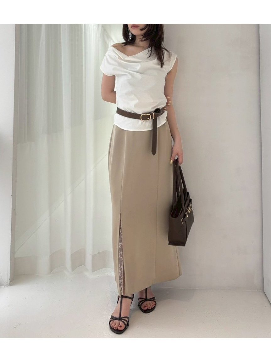 【フレイ アイディー/FRAY I.D】のレースレイヤードサテンスカート インテリア・キッズ・メンズ・レディースファッション・服の通販 founy(ファニー) 　ファッション　Fashion　レディースファッション　Fashion for Women　スカート　Skirts　インナー　Innerwear　エレガント 上品　Elegant　サテン　Satin, Glossy Fabric　シンプル　Simple, Minimal　スマート　Smart, Elegant　スリット　Slit, Slit Detail　レース　Lace, Lace Fabric　BEG[037]|ID: prp329100004962943 ipo3291000000037231455