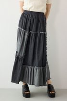 【ロデオクラウンズワイドボウル/RODEO CROWNS WIDE BOWL】のデニムパッチワークティアードスカート BLK|ID: prp329100004962945 ipo3291000000037231467