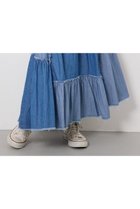 【ロデオクラウンズワイドボウル/RODEO CROWNS WIDE BOWL】のデニムパッチワークティアードスカート BLU|ID: prp329100004962945 ipo3291000000037231468