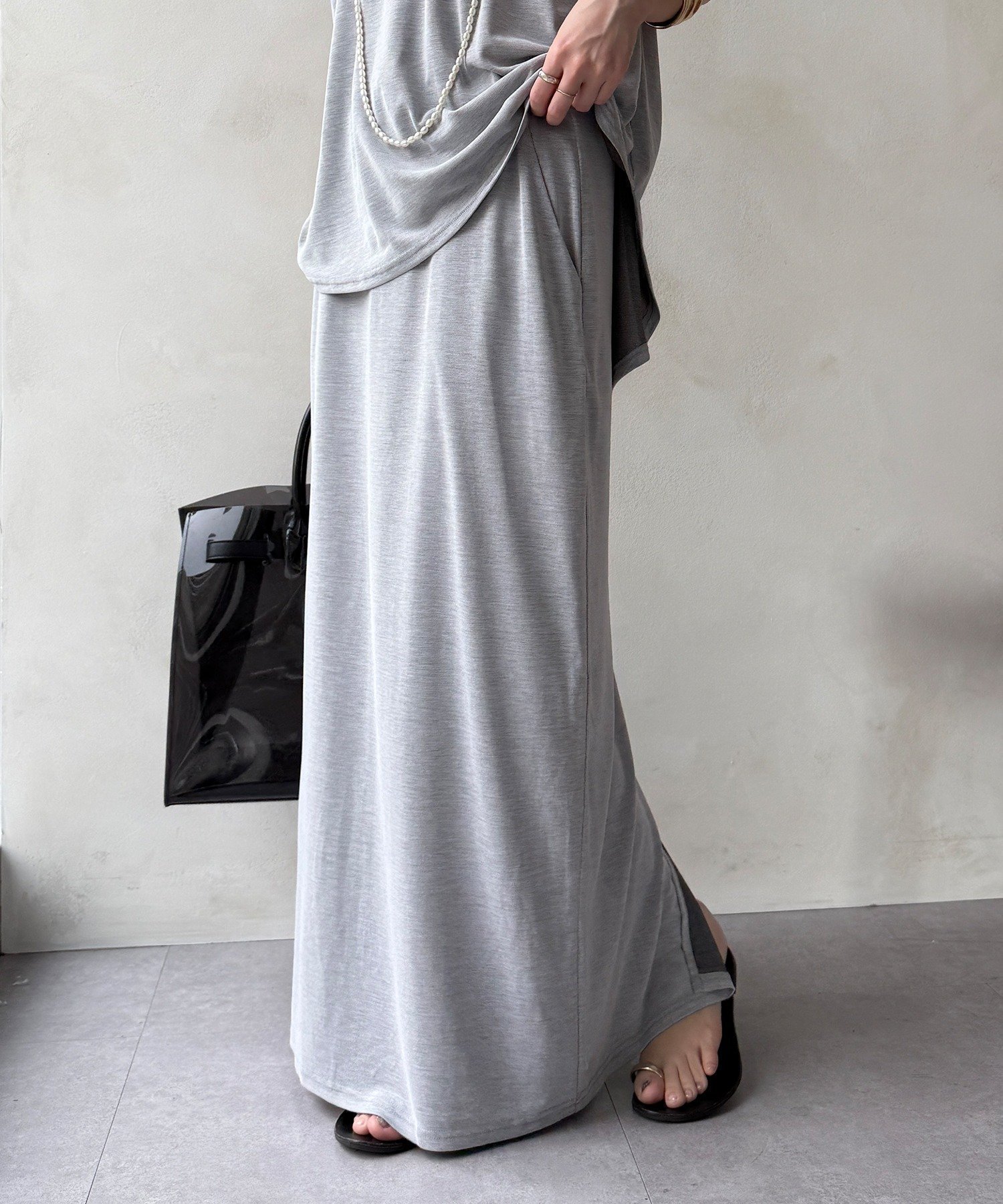 【ドゥドゥ/DouDou】の【セットアップ可能】ソフトIラインスカート インテリア・キッズ・メンズ・レディースファッション・服の通販 founy(ファニー) 　ファッション　Fashion　レディースファッション　Fashion for Women　セットアップ　Matching Sets　スカート・ミニ/ミディ/マキシ　Skirts / Mini, Midi & Maxi Skirts　スマート　Smart, Elegant　セットアップ　Set-Up, Coordinated Outfit　プリント　Print, Printed Pattern　S/S・春夏　SS, Spring/Summer, Warm Season　再入荷　Restock / Back in Stock　おすすめ　Recommended / Our Picks　夏　Summer　2026年　2026　2026春夏・S/S　Spring/Summer 2026 SS26　ライトグレー|ID: prp329100004962956 ipo3291000000037231509