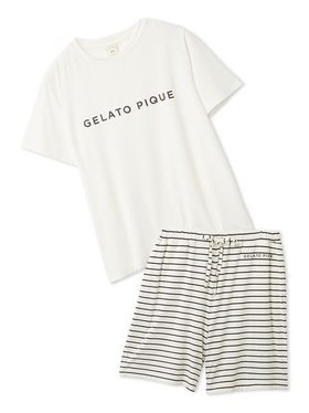 【ジェラート ピケ/gelato pique】のレーヨンロゴTシャツ ボーダーハーフパンツセット 大人の最旬トレンドファッション＆コーディネート founy(ファウニー) ファッション Fashion レディースファッション Fashion for Women パンツ Pants & Trousers ショートパンツ・ハーフパンツ High-Waisted & Relaxed Shorts 春 Spring カットソー Cut and Sewn Top ショート Short, Short Length シンプル Simple, Minimal スタイリッシュ Stylish, Fashionable スマート Smart, Elegant セットアップ Set-Up, Coordinated Outfit トレンド Trend, Trending Now 定番 Standard, Basic Item ハーフ Half, Half-Length プリント Print, Printed Pattern ボトム Bottoms, Lower Wear ボーダー Border, Stripe ポケット Pocket, Pocket Detail ワンポイント One Point, Statement Accent おすすめ Recommended / Our Picks ギフト プレゼント Gift / Present |ID:prp329100004962963