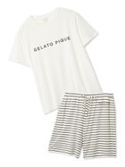 【ジェラート ピケ/gelato pique】のレーヨンロゴTシャツ ボーダーハーフパンツセット 大人の最旬トレンドファッション＆コーディネート founy(ファウニー) ファッション Fashion レディースファッション Fashion for Women パンツ Pants & Trousers ショートパンツ・ハーフパンツ High-Waisted & Relaxed Shorts 春 Spring カットソー Cut and Sewn Top ショート Short, Short Length シンプル Simple, Minimal スタイリッシュ Stylish, Fashionable スマート Smart, Elegant セットアップ Set-Up, Coordinated Outfit トレンド Trend, Trending Now 定番 Standard, Basic Item ハーフ Half, Half-Length プリント Print, Printed Pattern ボトム Bottoms, Lower Wear ボーダー Border, Stripe ポケット Pocket, Pocket Detail ワンポイント One Point, Statement Accent おすすめ Recommended / Our Picks ギフト プレゼント Gift / Present thumbnail OWHT[002]|ID: prp329100004962963 ipo3291000000037231533