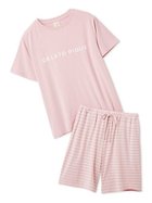 【ジェラート ピケ/gelato pique】のレーヨンロゴTシャツ ボーダーハーフパンツセット 大人の最旬トレンドファッション＆コーディネート founy(ファウニー) ファッション Fashion レディースファッション Fashion for Women パンツ Pants & Trousers ショートパンツ・ハーフパンツ High-Waisted & Relaxed Shorts 春 Spring カットソー Cut and Sewn Top ショート Short, Short Length シンプル Simple, Minimal スタイリッシュ Stylish, Fashionable スマート Smart, Elegant セットアップ Set-Up, Coordinated Outfit トレンド Trend, Trending Now 定番 Standard, Basic Item ハーフ Half, Half-Length プリント Print, Printed Pattern ボトム Bottoms, Lower Wear ボーダー Border, Stripe ポケット Pocket, Pocket Detail ワンポイント One Point, Statement Accent おすすめ Recommended / Our Picks ギフト プレゼント Gift / Present thumbnail PNK[066]|ID: prp329100004962963 ipo3291000000037231535