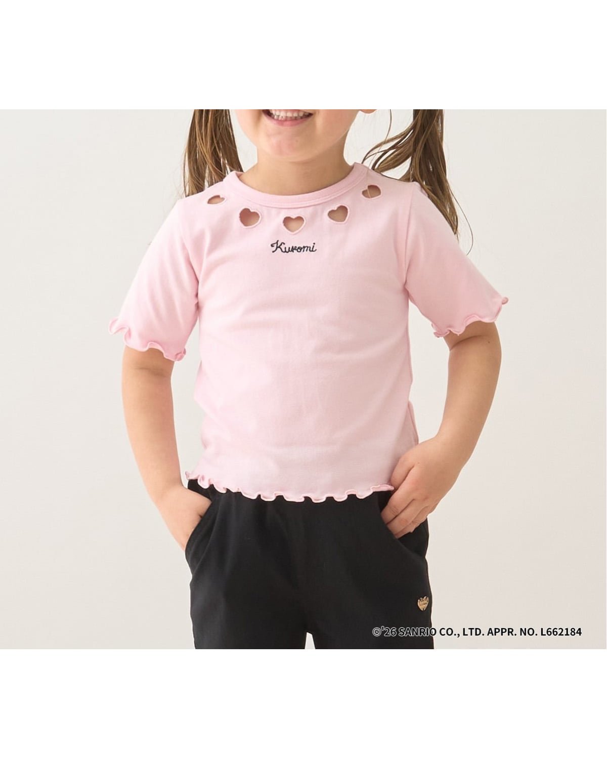 【ナルミヤ オンライン/NARUMIYA ONELINE / KIDS】の【サンリオキャラクターズ】【速乾・UV・型崩れしない】チェリークロミハートTシャツ インテリア・キッズ・メンズ・レディースファッション・服の通販 founy(ファニー) 　ファッション　Fashion　キッズファッション　Fashion for Kids　インナー　Innerwear　ガーリー　Girly, Feminine Style　コンパクト　Compact, Small Size　ジャンスカ　Jumper Skirt, Pinafore Dress　チェリー　Cherry, Cherry Pattern　デニム　Denim, Jeans Material　プリント　Print, Printed Pattern　ライトピンク|ID: prp329100004962983 ipo3291000000037231613