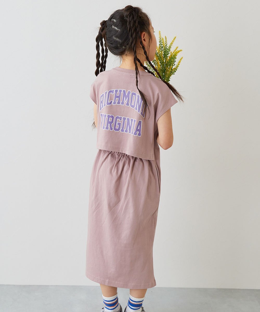 【デビロック/devirock / KIDS】の後ろ姿もかわいい 綿100% バックデザイン 半袖ワンピース 子供服 キッズ 女の子 26SS インテリア・キッズ・メンズ・レディースファッション・服の通販 founy(ファニー) 　ファッション　Fashion　キッズファッション　Fashion for Kids　ワンピース　Dresses　カラフル　Colorful Design　スニーカー　Sneakers, Trainers　トレンド　Trend, Trending Now　プリント　Print, Printed Pattern　半袖　Short Sleeve, Half Sleeve　おすすめ　Recommended / Our Picks　2026年　2026　2026春夏・S/S　Spring/Summer 2026 SS26　ダスティピンク|ID: prp329100004962985 ipo3291000000037231626