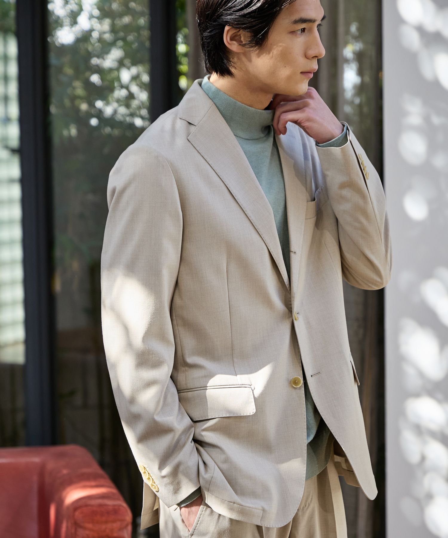 【グローバルワーク/GLOBAL WORK / MEN】のストレッチTWジャケット/Salon de GW/600867 インテリア・キッズ・メンズ・レディースファッション・服の通販 founy(ファニー) 　ファッション　Fashion　メンズファッション　Fashion for Men　ショルダー　Shoulder, Shoulder Strap　ジャケット　Jacket, Outerwear　ストレッチ　Stretch, Stretchy Fabric　スリム　Slim, Slim Fit　セットアップ　Set-Up, Coordinated Outfit　ドレス　Dress, One-Piece　定番　Standard, Basic Item　ハンド　Hand, Handmade　パターン　Pattern, Design Print　フラップ　Flap, Flap Pocket　フロント　Front, Front Design　ベーシック　Basic, Essential　ワーク　Workwear, Utility Style　おすすめ　Recommended / Our Picks　エレガント 上品　Elegant　ビジネス 仕事 通勤　Business / Work / Commuting　グレージュ50|ID: prp329100004962990 ipo3291000000037231663