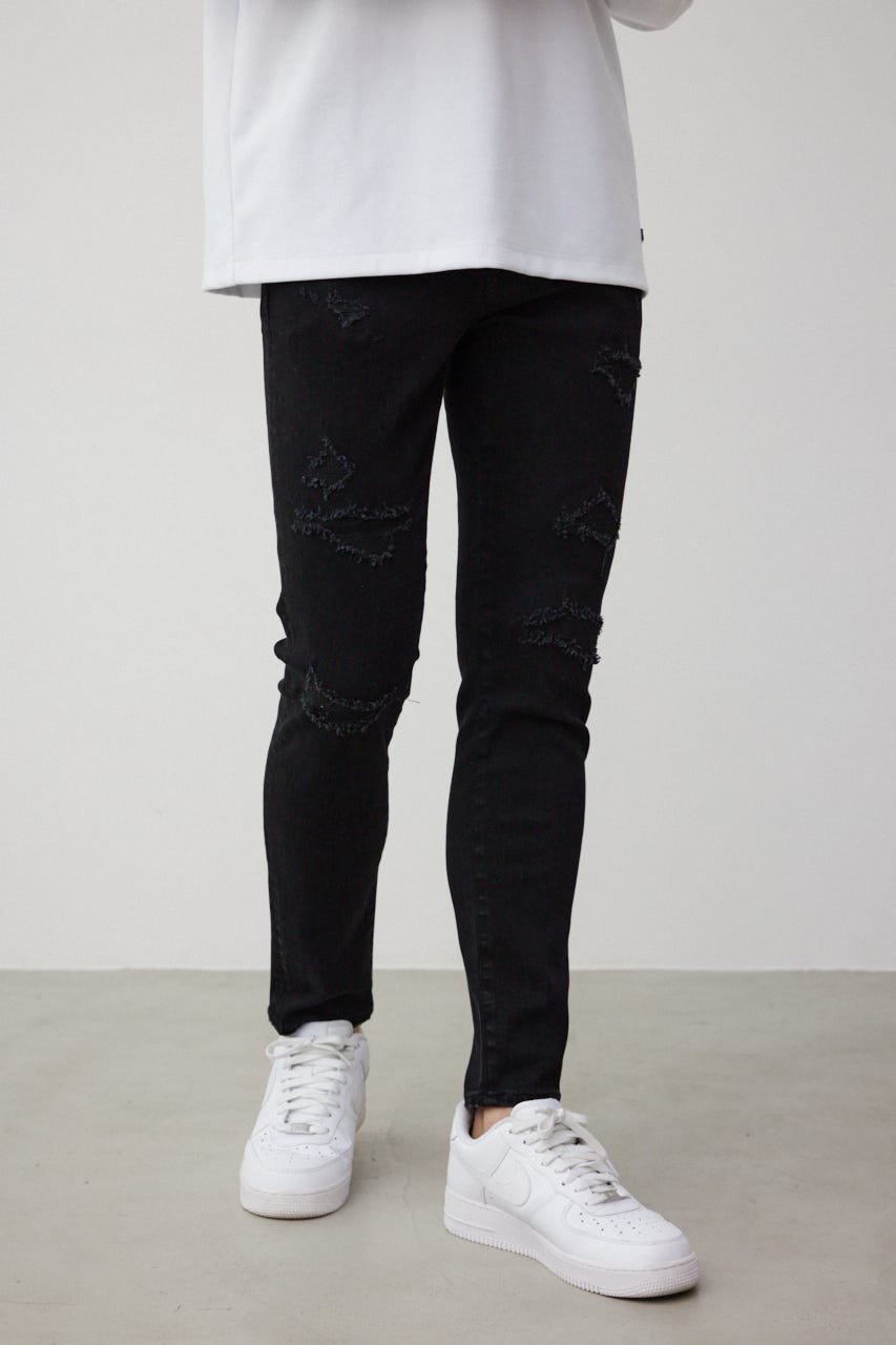 【アズールバイマウジー/AZUL by moussy / MEN】のAZUL DENIM リペアスキニー インテリア・キッズ・メンズ・レディースファッション・服の通販 founy(ファニー) 　ファッション　Fashion　メンズファッション　Fashion for Men　シンプル　Simple, Minimal　スキニーデニム　Skinny Jeans, Slim Jeans　ストレッチ　Stretch, Stretchy Fabric　定番　Standard, Basic Item　BLK|ID: prp329100004963025 ipo3291000000037231814