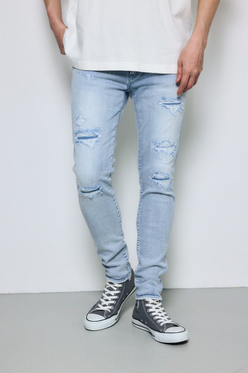 【アズールバイマウジー/AZUL by moussy / MEN】のAZUL DENIM リペアスキニー インテリア・キッズ・メンズ・レディースファッション・服の通販 founy(ファニー) 　ファッション　Fashion　メンズファッション　Fashion for Men　シンプル　Simple, Minimal　スキニーデニム　Skinny Jeans, Slim Jeans　ストレッチ　Stretch, Stretchy Fabric　定番　Standard, Basic Item　L/BLU1|ID: prp329100004963025 ipo3291000000037231817