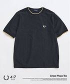 【フォーワンセブン エディフィス/417 EDIFICE】のFRED PERRY / フレッドペリー417別注 Crepe Pique Tシャツ 大人の最旬トレンドファッション＆コーディネート founy(ファウニー) ファッション Fashion レディースファッション Fashion for Women トップス・カットソー Cut & Sew Tops シャツ・ブラウス・オフィスカジュアル Elegant Blouses & Button-Ups ロングTシャツ・Tシャツ Longline T-Shirts & Tees ベスト Vest, Waistcoat 別注 Limited Edition, Custom Order thumbnail ブラック|ID: prp329100004963032 ipo3291000000037231837