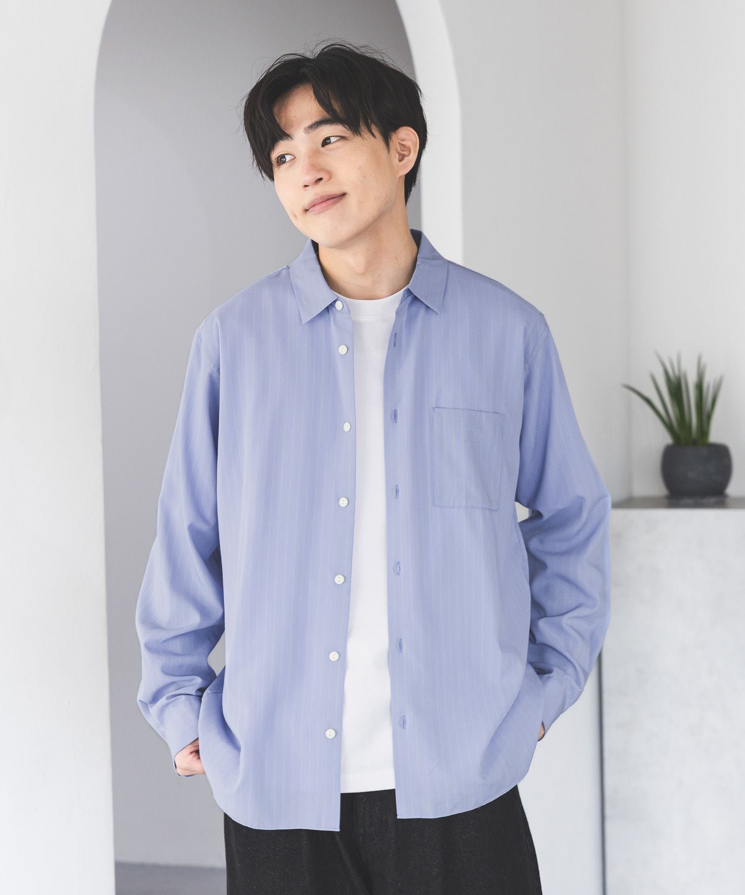 【グローバルワーク/GLOBAL WORK / MEN】のサラサマレギュラーシャツ長袖/636452 インテリア・キッズ・メンズ・レディースファッション・服の通販 founy(ファニー) 　ファッション　Fashion　メンズファッション　Fashion for Men　おすすめ　Recommended / Our Picks　カフス　Cuff Design　ボトム　Bottoms, Lower Wear　羽織　Haori, Light Jacket　長袖　Long Sleeve, Full Sleeve　サックスストライプ84|ID: prp329100004963109 ipo3291000000037232237