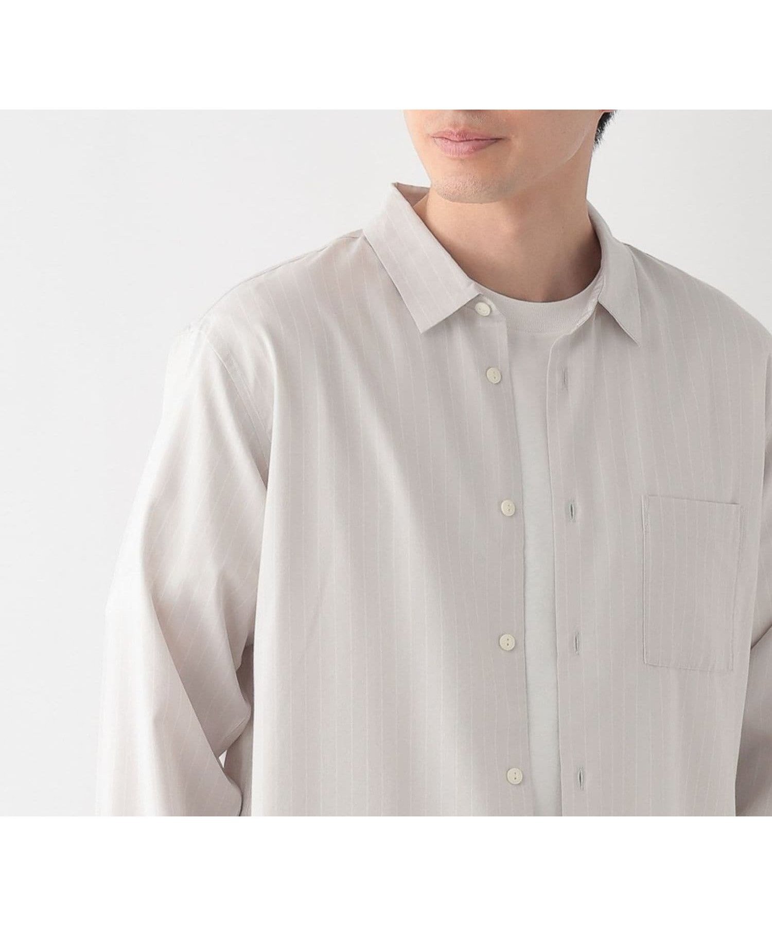 【グローバルワーク/GLOBAL WORK / MEN】のサラサマレギュラーシャツ長袖/636452 インテリア・キッズ・メンズ・レディースファッション・服の通販 founy(ファニー) 　ファッション　Fashion　メンズファッション　Fashion for Men　おすすめ　Recommended / Our Picks　カフス　Cuff Design　ボトム　Bottoms, Lower Wear　羽織　Haori, Light Jacket　長袖　Long Sleeve, Full Sleeve　グレージュストライプ12|ID: prp329100004963109 ipo3291000000037232238