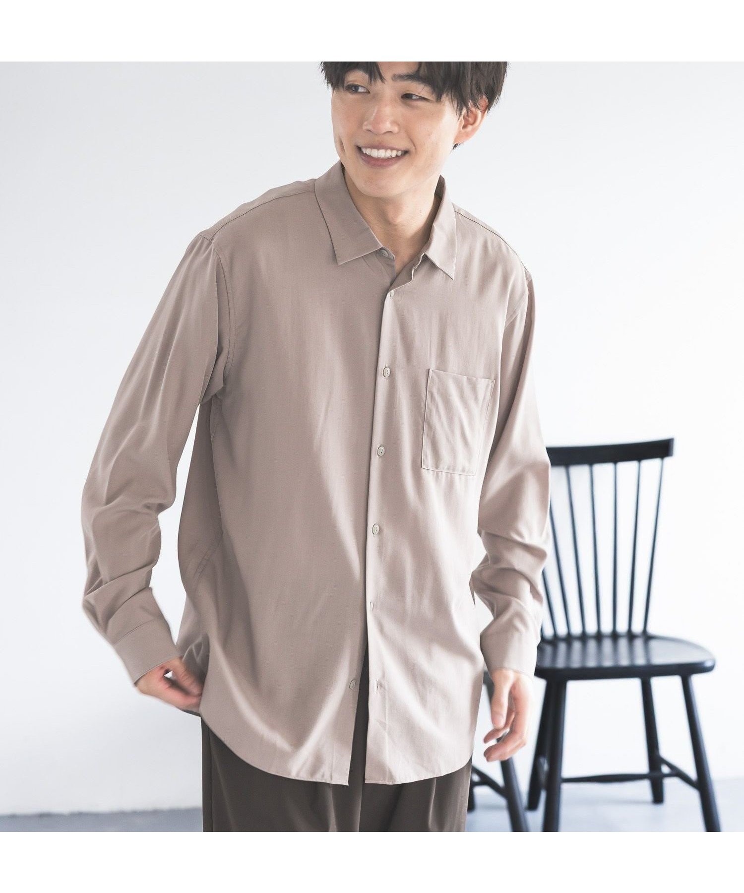 【グローバルワーク/GLOBAL WORK / MEN】のサラサマレギュラーシャツ長袖/636452 インテリア・キッズ・メンズ・レディースファッション・服の通販 founy(ファニー) 　ファッション　Fashion　メンズファッション　Fashion for Men　おすすめ　Recommended / Our Picks　カフス　Cuff Design　ボトム　Bottoms, Lower Wear　羽織　Haori, Light Jacket　長袖　Long Sleeve, Full Sleeve　モカ54|ID: prp329100004963109 ipo3291000000037232240