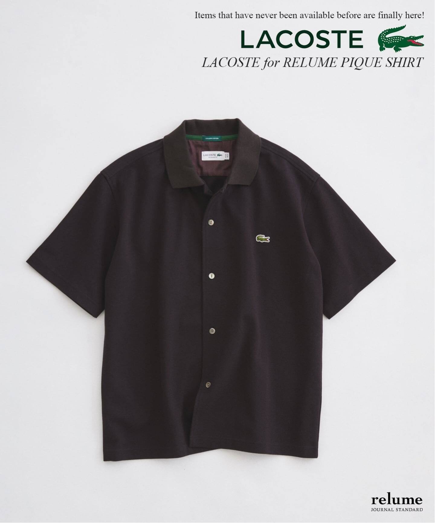 【ジャーナルスタンダード レリューム/JOURNAL STANDARD relume / MEN】のLACOSTE / ラコステ 別注 ピケ 半袖シャツ インテリア・キッズ・メンズ・レディースファッション・服の通販 founy(ファニー) 　ファッション　Fashion　メンズファッション　Fashion for Men　カーディガン　Cardigan, Knitwear　鹿の子　Piqué, Kanoko Fabric　スキッパー　Skipper, Open Collar　スポーツ　Sports, Activewear　人気　Popular, Best Seller　パターン　Pattern, Design Print　フランス　France, French　フレンチ　French, French Style　フロント　Front, Front Design　ボックス　Boxy, Box Shape　ポロシャツ　Polo Shirt, Collared Tee　別注　Limited Edition, Custom Order　半袖　Short Sleeve, Half Sleeve　リラックス　Relax, Relaxed Fit　夏　Summer　エレガント 上品　Elegant　ブラウン|ID: prp329100004963125 ipo3291000000037232315