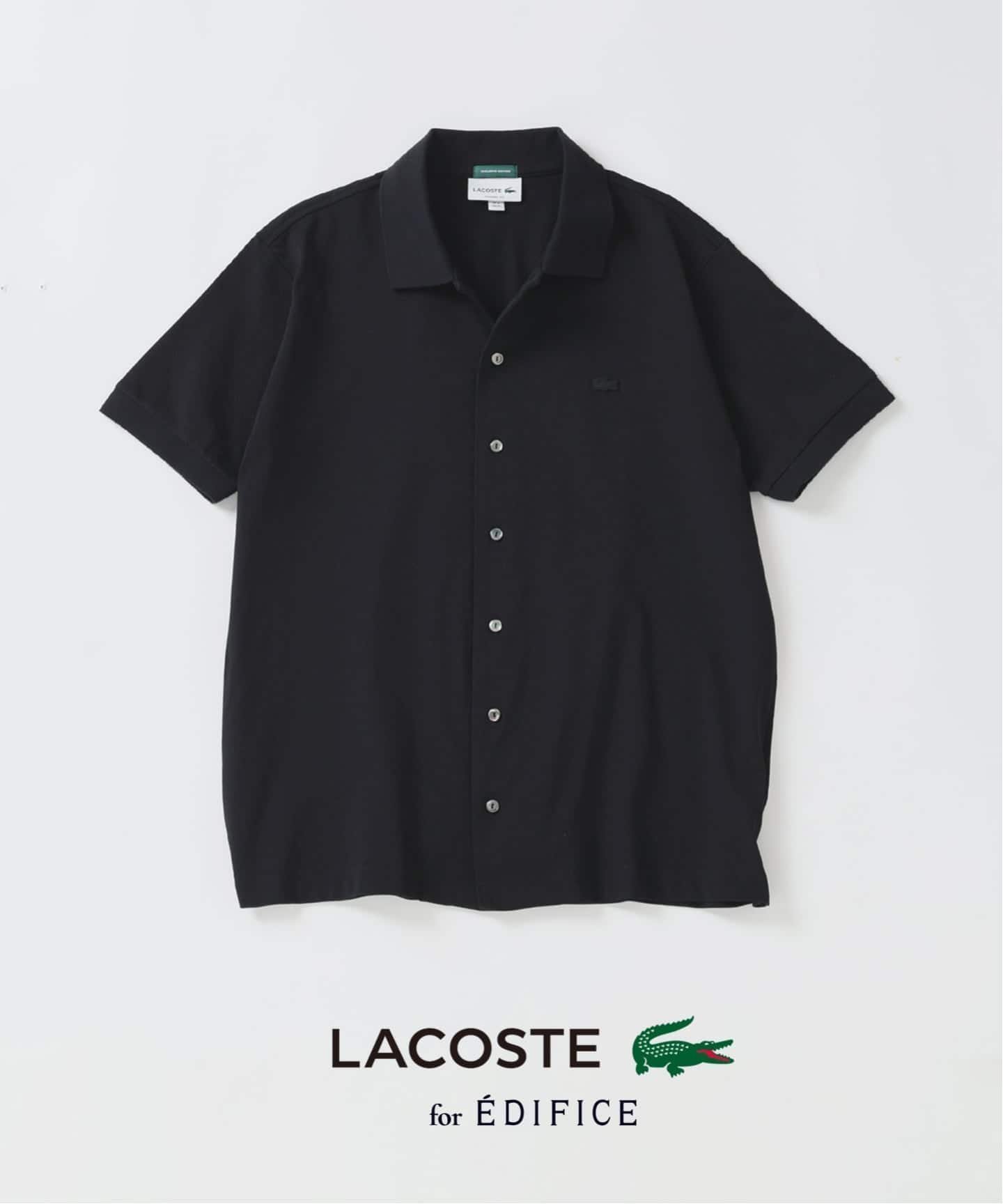 【エディフィス/EDIFICE / MEN】のLACOSTE(ラコステ) 別注 COOLMAX フルオープン 半袖ポロシャツ インテリア・キッズ・メンズ・レディースファッション・服の通販 founy(ファニー) 　ファッション　Fashion　メンズファッション　Fashion for Men　インナー　Innerwear　ヴィンテージ　Vintage Style　クラシック　Classic, Timeless Style　吸水　Absorbent, Quick-Dry　軽量　Lightweight, Ultra Light　鹿の子　Piqué, Kanoko Fabric　ストレッチ　Stretch, Stretchy Fabric　スマート　Smart, Elegant　定番　Standard, Basic Item　人気　Popular, Best Seller　バランス　Balance, Style Balance　フランス　France, French　ポロシャツ　Polo Shirt, Collared Tee　別注　Limited Edition, Custom Order　半袖　Short Sleeve, Half Sleeve　モダン　Modern, Contemporary　ブラック|ID: prp329100004963127 ipo3291000000037232321