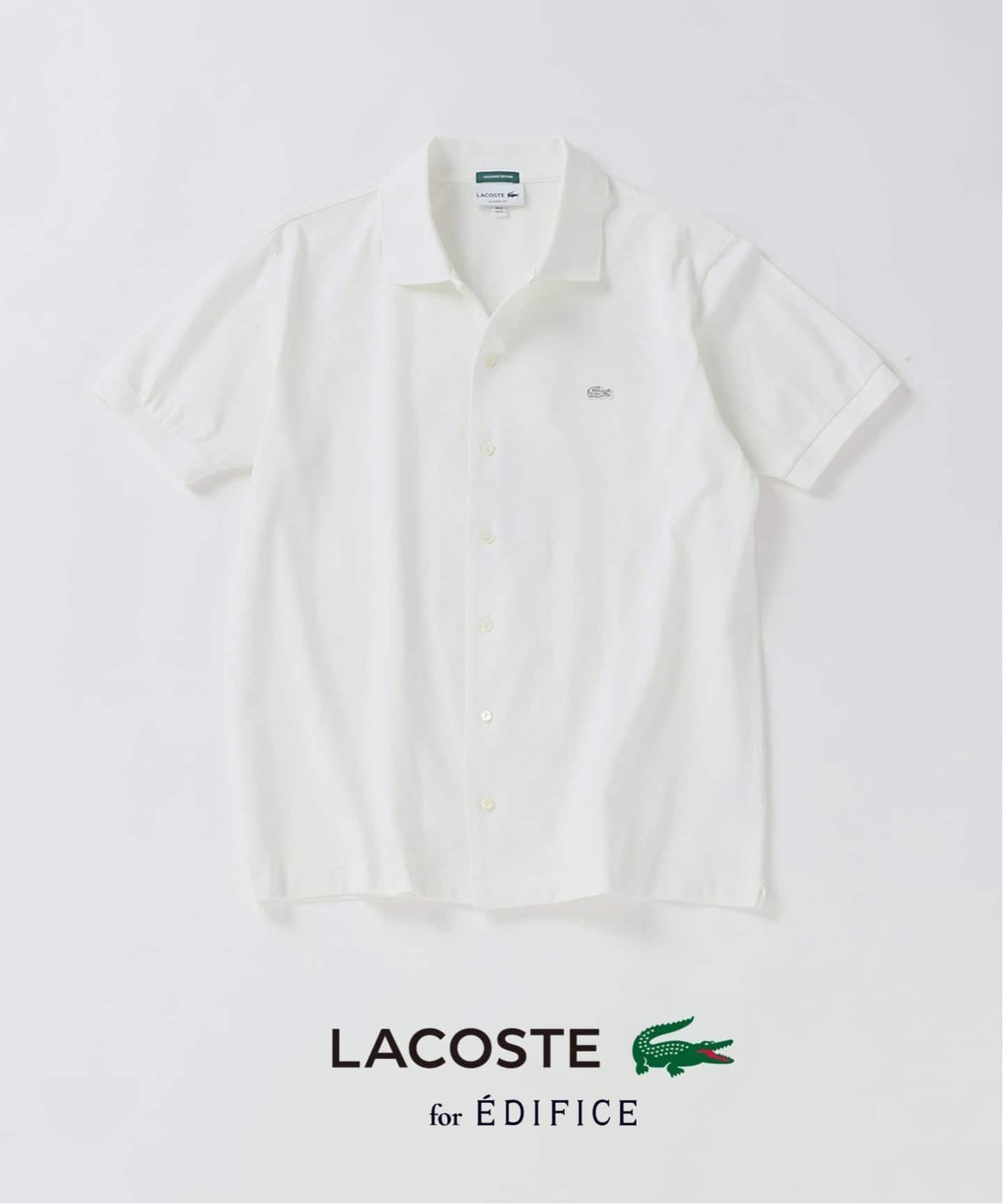 【エディフィス/EDIFICE / MEN】のLACOSTE(ラコステ) 別注 COOLMAX フルオープン 半袖ポロシャツ インテリア・キッズ・メンズ・レディースファッション・服の通販 founy(ファニー) 　ファッション　Fashion　メンズファッション　Fashion for Men　インナー　Innerwear　ヴィンテージ　Vintage Style　クラシック　Classic, Timeless Style　吸水　Absorbent, Quick-Dry　軽量　Lightweight, Ultra Light　鹿の子　Piqué, Kanoko Fabric　ストレッチ　Stretch, Stretchy Fabric　スマート　Smart, Elegant　定番　Standard, Basic Item　人気　Popular, Best Seller　バランス　Balance, Style Balance　フランス　France, French　ポロシャツ　Polo Shirt, Collared Tee　別注　Limited Edition, Custom Order　半袖　Short Sleeve, Half Sleeve　モダン　Modern, Contemporary　ホワイト|ID: prp329100004963127 ipo3291000000037232322