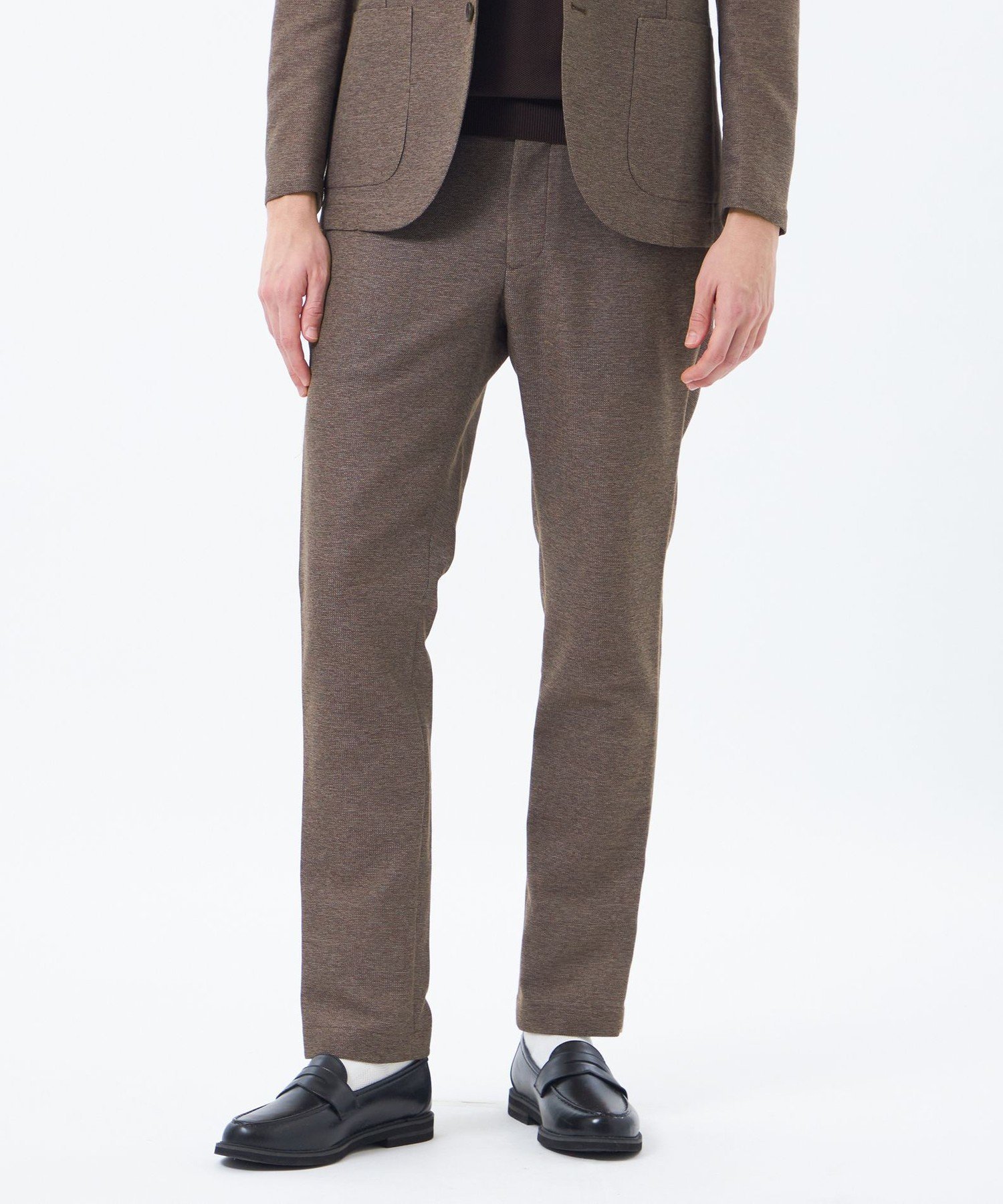 【マッキントッシュ フィロソフィー/MACKINTOSH PHILOSOPHY / MEN】のテーラードジャージーパンツ 杢カラミストレッチ インテリア・キッズ・メンズ・レディースファッション・服の通販 founy(ファニー) 　ファッション　Fashion　メンズファッション　Fashion for Men　ボトムス　Bottoms　ウォッシャブル　Machine Washable　春　Spring　カーディガン　Cardigan, Knitwear　ジャケット　Jacket, Outerwear　テーパード　Tapered, Tapered Pants　メッシュ　Mesh, Net Fabric　リラックス　Relax, Relaxed Fit　おすすめ　Recommended / Our Picks　夏　Summer　エレガント 上品　Elegant　ブラウン|ID: prp329100004963143 ipo3291000000037232412