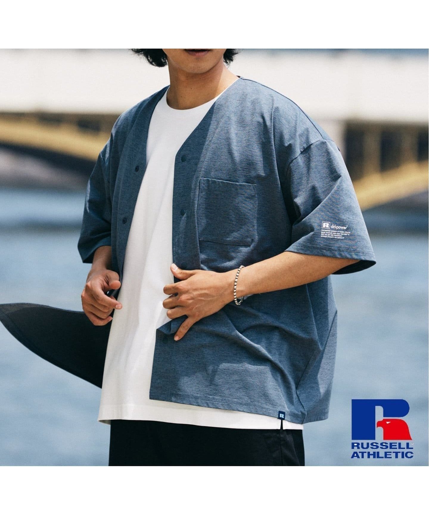 【ジャーナルスタンダード レリューム/JOURNAL STANDARD relume / MEN】の吸水速乾 RUSSELL ATHLETIC 別注 Dri-Power ベースボールシャツ インテリア・キッズ・メンズ・レディースファッション・服の通販 founy(ファニー) 　ファッション　Fashion　メンズファッション　Fashion for Men　アメリカン　American Style　吸水　Absorbent, Quick-Dry　抗菌　Antibacterial, Bacteria-Resistant　ショーツ　Shorts, Short Pants　ショート　Short, Short Length　スポーツ　Sports, Activewear　セットアップ　Set-Up, Coordinated Outfit　定番　Standard, Basic Item　ビーチ　Beach, Seaside　ファブリック　Fabric, Textile　フィット　Fit, Slim Fit　プリント　Print, Printed Pattern　別注　Limited Edition, Custom Order　ラッセル　Raschel, Raschel Lace　ラバー　Rubber, Rubber Sole　ワイド　Wide, Wide Fit　夏　Summer　ブルー B|ID: prp329100004963195 ipo3291000000037232597