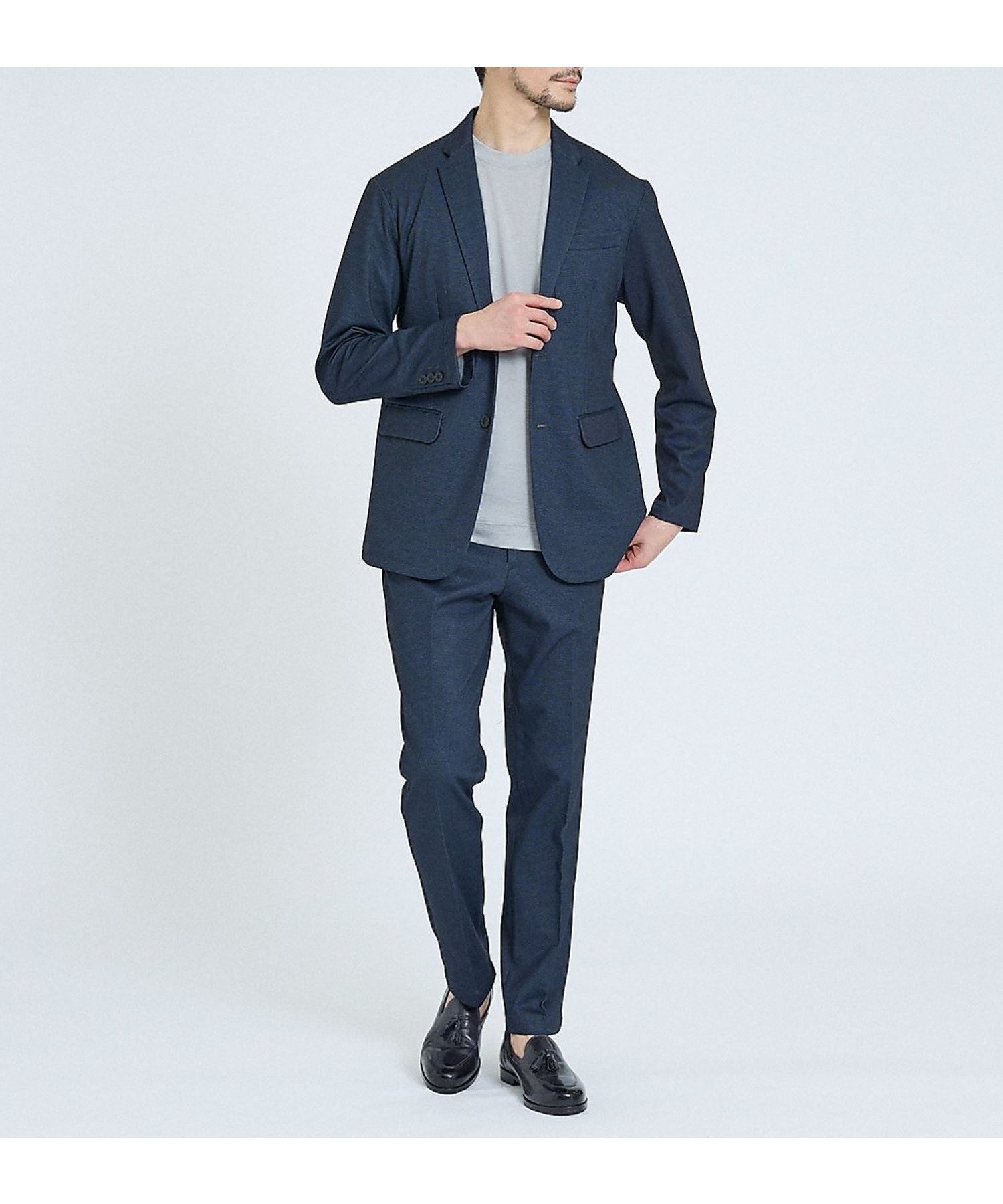 【アバハウス/ABAHOUSE / MEN】の【新型/上下2点セット】ポンチ セットアップ/スーツ ジャケット スラックス インテリア・キッズ・メンズ・レディースファッション・服の通販 founy(ファニー) 　ファッション　Fashion　メンズファッション　Fashion for Men　セットアップ　Matching Sets　エレガント 上品　Elegant　軽量　Lightweight, Ultra Light　シンプル　Simple, Minimal　ジャケット　Jacket, Outerwear　スマート　Smart, Elegant　スラックス　Slacks, Dress Pants　スーツ　Suit, Formalwear　セットアップ　Set-Up, Coordinated Outfit　チェック　Check, Plaid, Tartan　テーパード　Tapered, Tapered Pants　ドローコード　Drawcord, Drawstring Cord　定番　Standard, Basic Item　なめらか　Smooth, Silky Texture　人気　Popular, Best Seller　バランス　Balance, Style Balance　フィット　Fit, Slim Fit　フラップ　Flap, Flap Pocket　ポケット　Pocket, Pocket Detail　レギュラー　Regular, Standard Fit　ネイビー|ID: prp329100004963222 ipo3291000000037232684