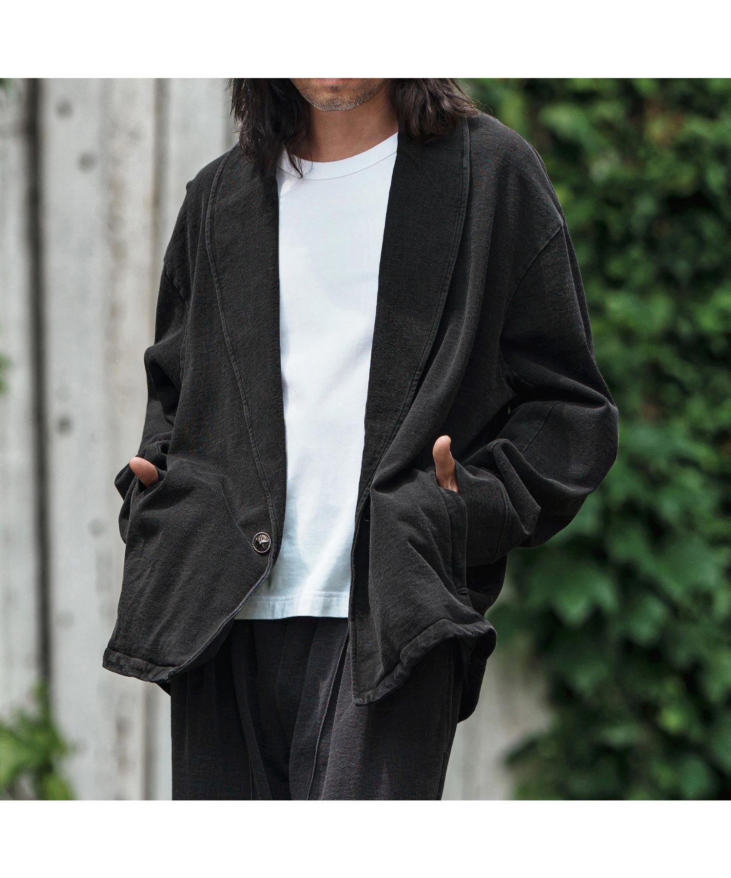 【カンビオ/CAMBIO / MEN】のmj10836- Heavy Weight Indigo Sweat One Button Shawl Collar Jacket インテリア・キッズ・メンズ・レディースファッション・服の通販 founy(ファニー) 　ファッション　Fashion　メンズファッション　Fashion for Men　アンティーク　Antique-Inspired　ショール　Shawl, Wrap　シルバー　Silver, Metallic Silver　シンプル　Simple, Minimal　BLACK|ID: prp329100004963239 ipo3291000000037232755