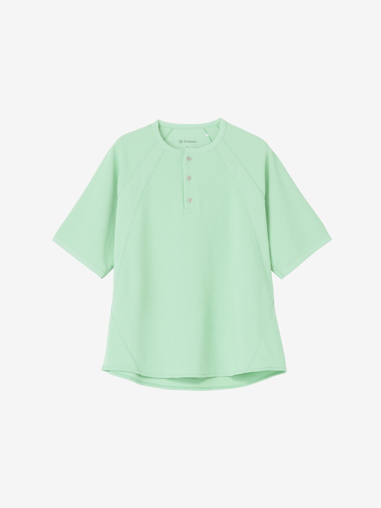 【ゴールドウィン/GOLDWIN】の【公式】メッシュワッフルアクチノイドヘンリーネックティーシャツ(ユニセックス) インテリア・キッズ・メンズ・レディースファッション・服の通販 founy(ファニー) 　ファッション　Fashion　レディースファッション　Fashion for Women　トップス・カットソー　Cut & Sew Tops　シャツ・ブラウス・オフィスカジュアル　Elegant Blouses & Button-Ups　スリーブ　Sleeve, Long Sleeve / Short Sleeve　メッシュ　Mesh, Net Fabric　ワッフル　Waffle, Waffle Knit　オパールグリーン|ID: prp329100004963246 ipo3291000000037232780