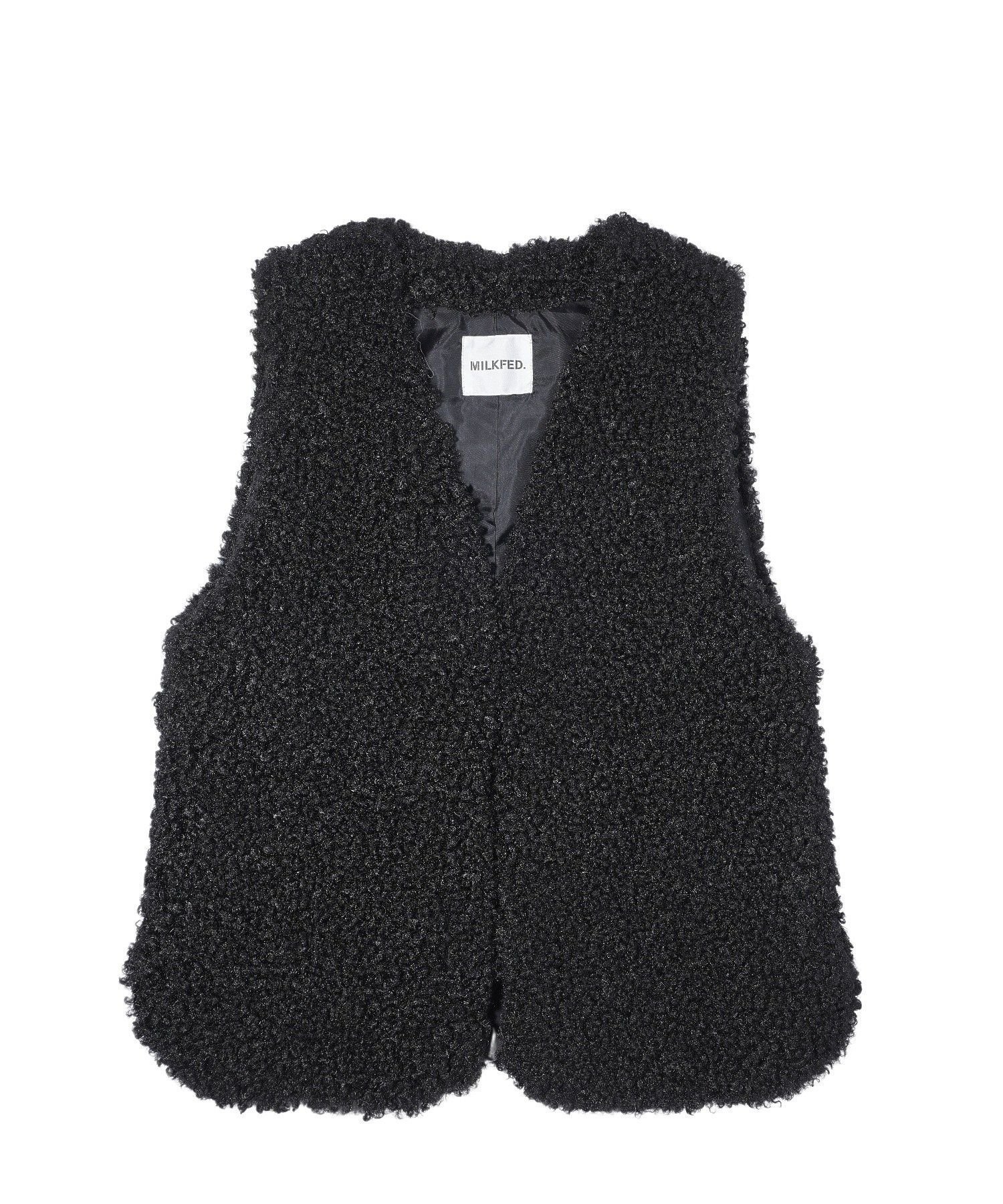 【ミルクフェド/MILKFED.】のFUR VEST インテリア・キッズ・メンズ・レディースファッション・服の通販 founy(ファニー) 　ファッション　Fashion　レディースファッション　Fashion for Women　アウター　Coat / Outerwear Collection　トップス・カットソー　Cut & Sew Tops　ベスト&ジレ / 重ね着スタイル　Vests & Gilets　スウェット / スエット　Sweatshirt, Sweatwear　ベスト　Vest, Waistcoat　ベーシック　Basic, Essential　おすすめ　Recommended / Our Picks　BLACK|ID: prp329100004963260 ipo3291000000037232865