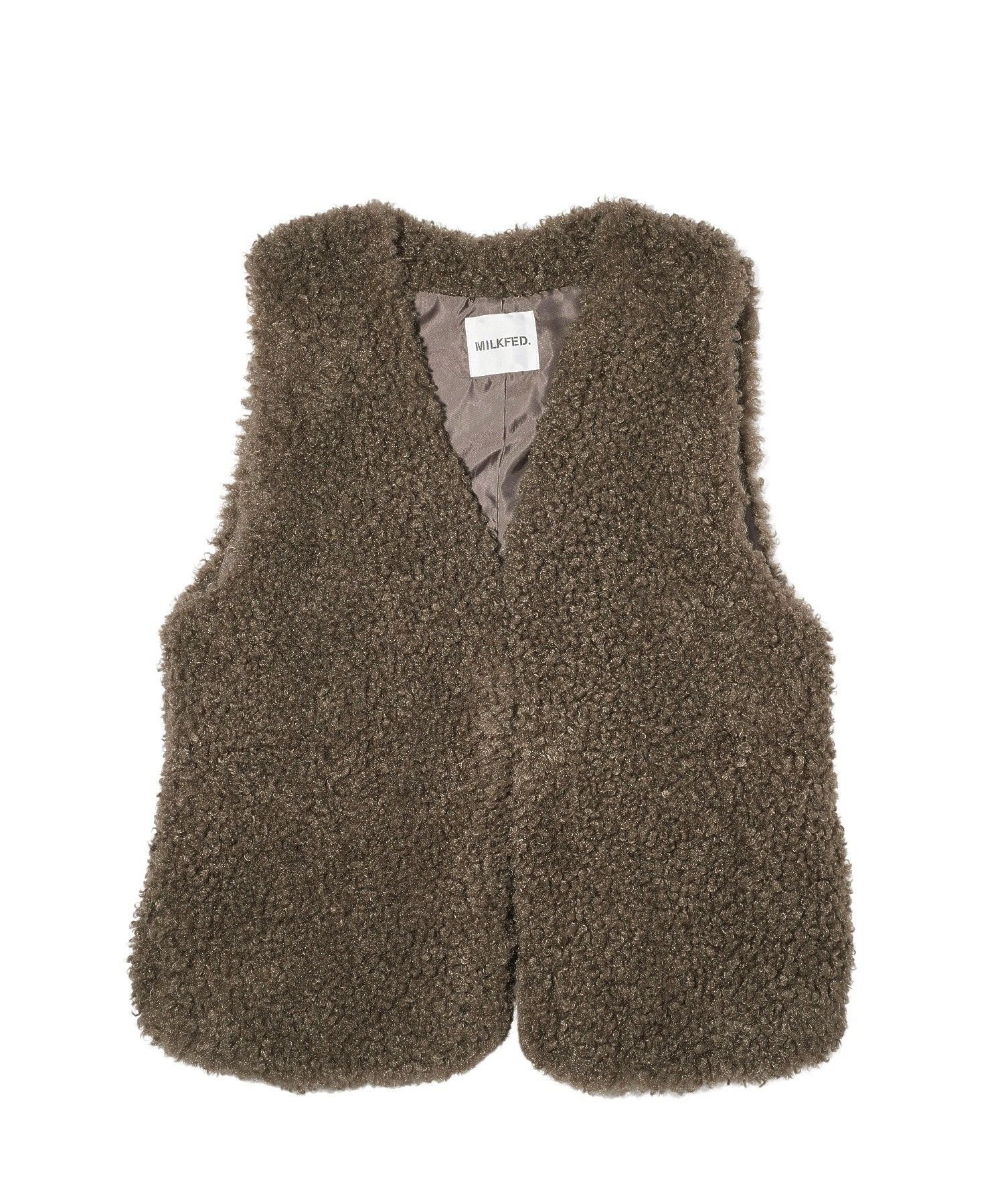 【ミルクフェド/MILKFED.】のFUR VEST インテリア・キッズ・メンズ・レディースファッション・服の通販 founy(ファニー) 　ファッション　Fashion　レディースファッション　Fashion for Women　アウター　Coat / Outerwear Collection　トップス・カットソー　Cut & Sew Tops　ベスト&ジレ / 重ね着スタイル　Vests & Gilets　スウェット / スエット　Sweatshirt, Sweatwear　ベスト　Vest, Waistcoat　ベーシック　Basic, Essential　おすすめ　Recommended / Our Picks　BROWN|ID: prp329100004963260 ipo3291000000037232866